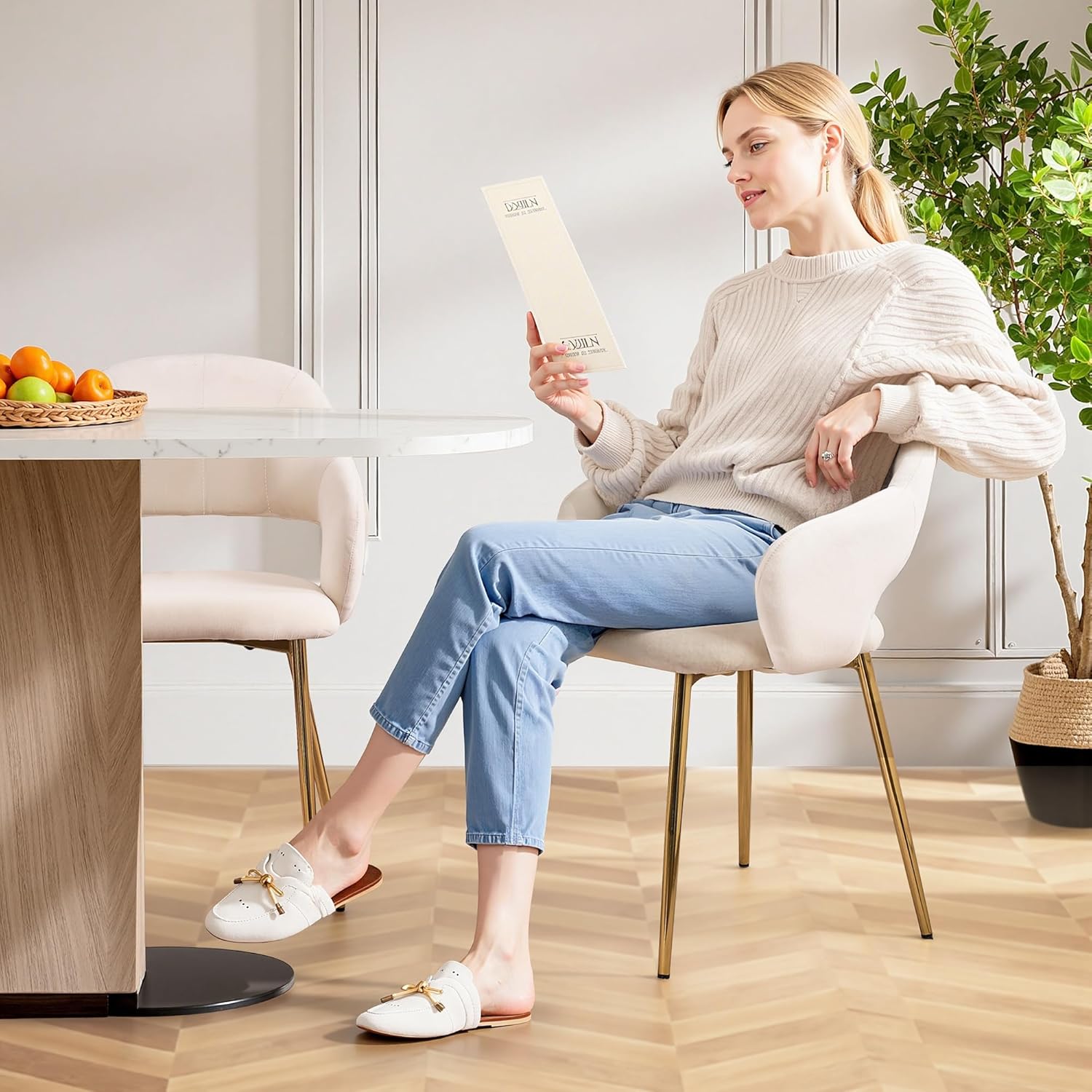 VECELO Velvet Dining Chairs Set of 2