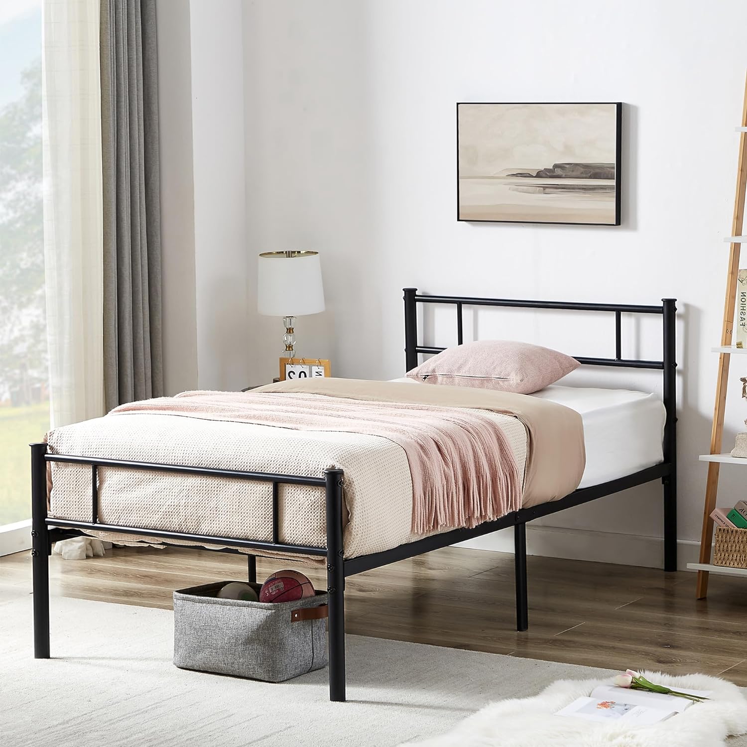 VECELO Platform Bed Frame with Headboard and Footboard, 12'' Under-Bed Storage & Strong Metal Slats Support - VECELO