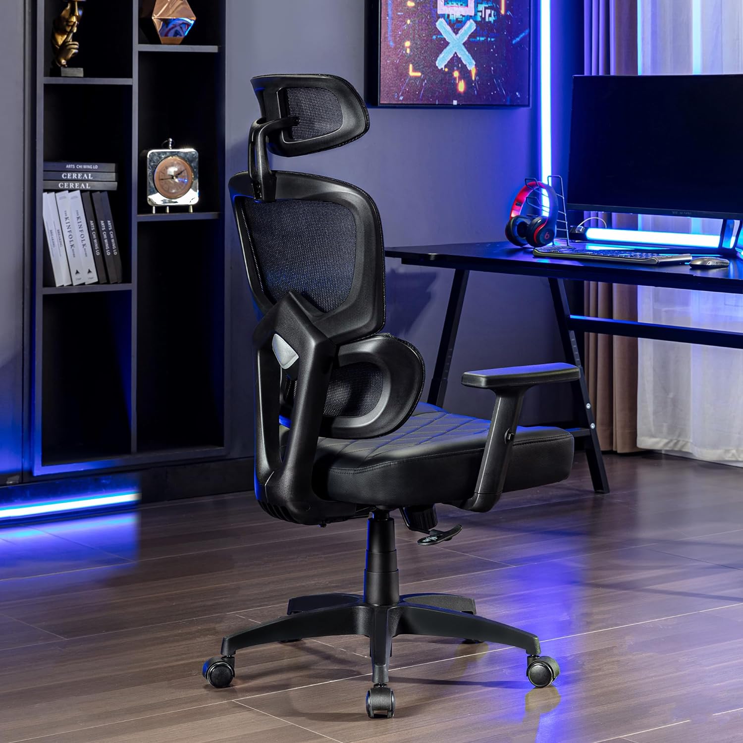VECELO Tall Swivel Ergonomic High Back Mesh Office Chair with Adjustable Headrest&Armrest