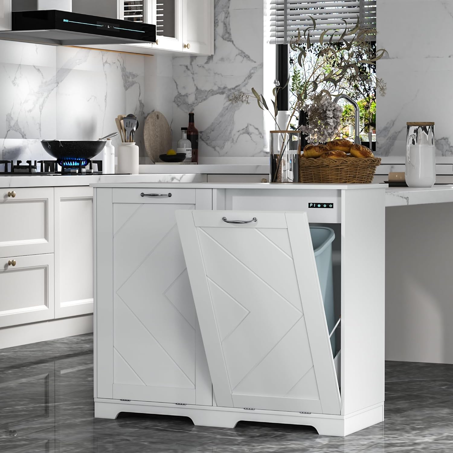 VECELO Tilt Out Kitchen Trash Bin Cabinet - VECELO