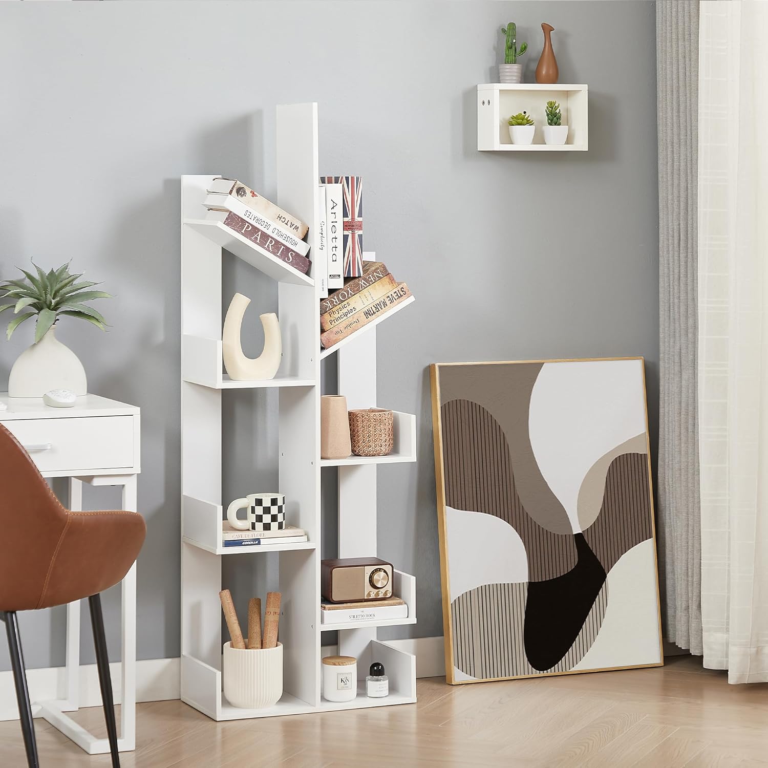 VECELO Tree Bookshelf,8 Shelf Storages Bookcase - VECELO