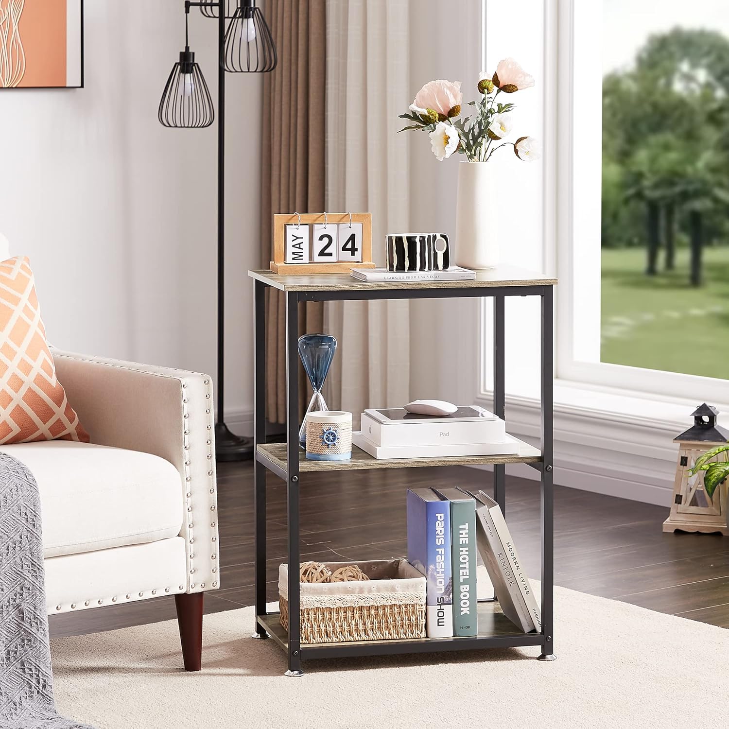 VECELO End Side Table 3-Layer Narrow Night Stand/Entryway/Hallway Console Table for Living Room/Bedroom - VECELO