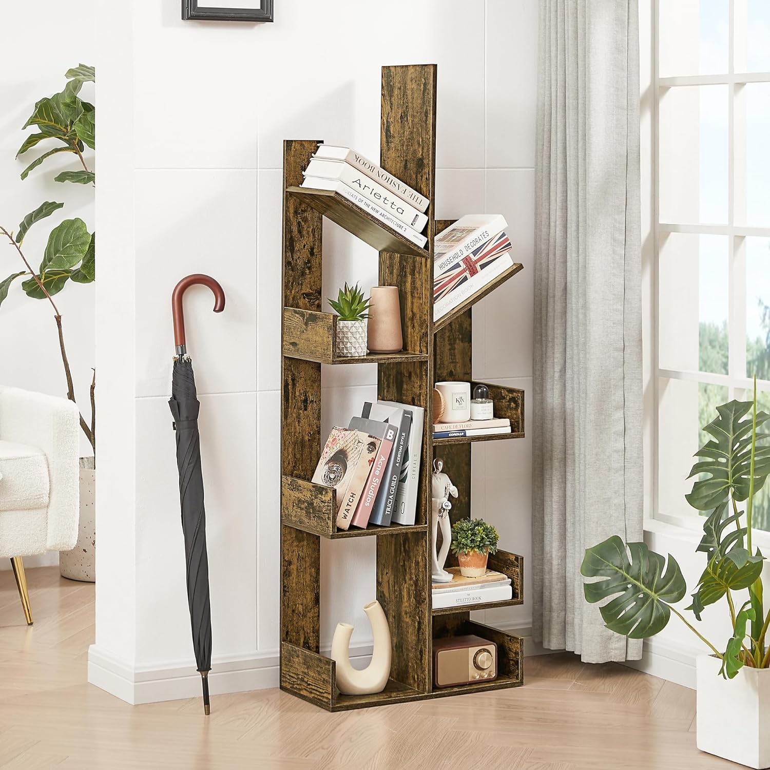 VECELO Tree Bookshelf,8 Shelf Storages Bookcase - VECELO