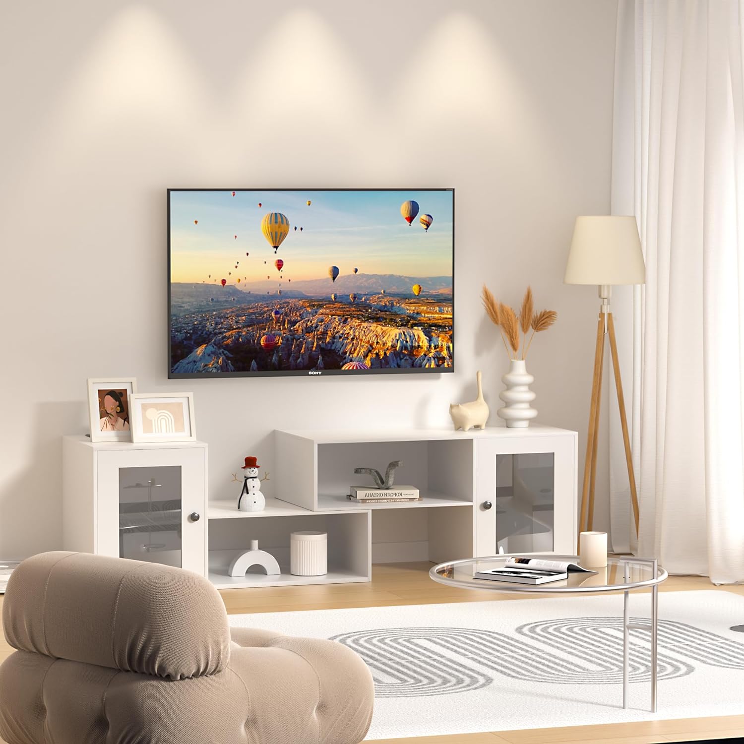 TV Stand with LED Strip & Power Outlet
