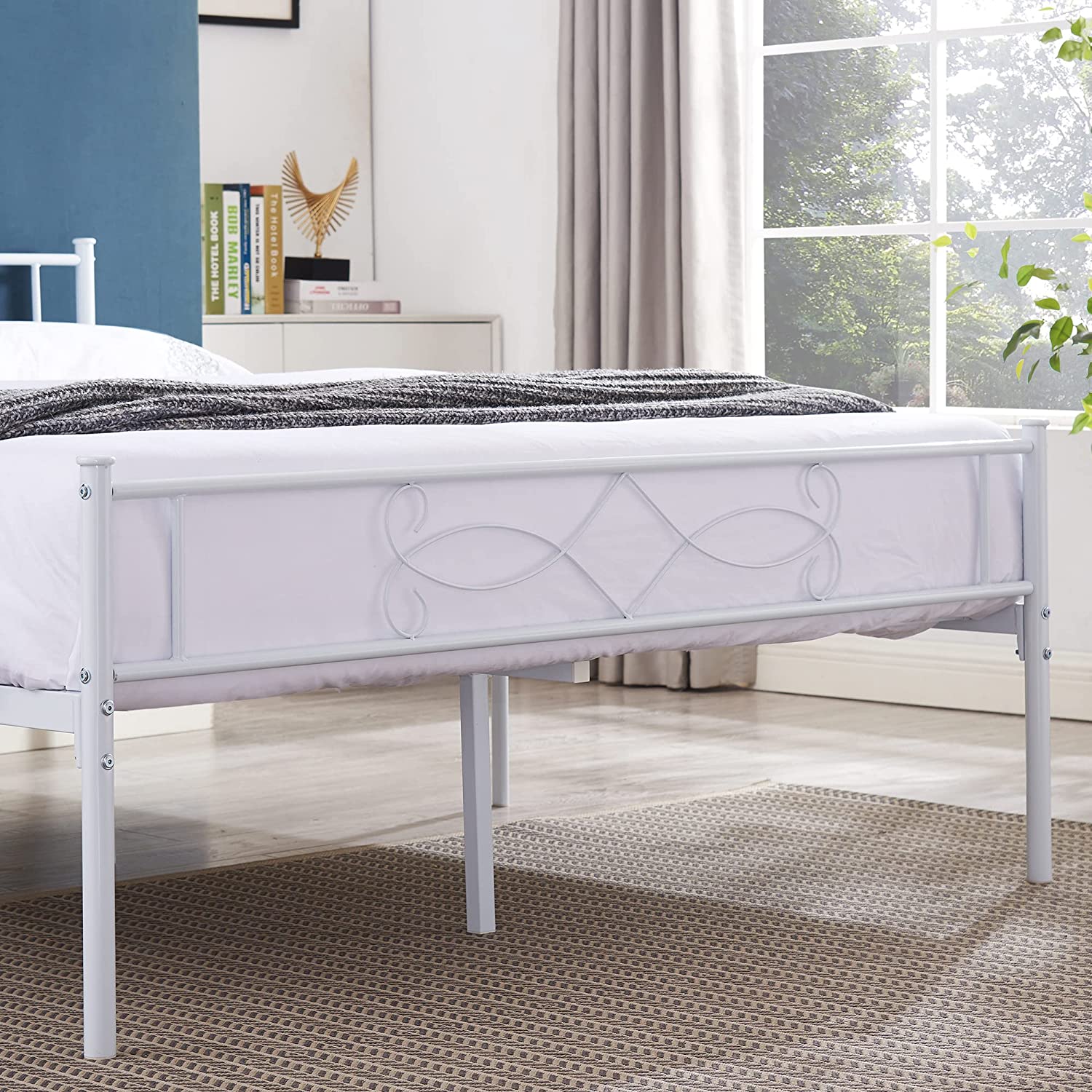 VECELO Metal Platform Bed Frame with Headboard & Footboard Premium Steel Slat Support Noise-Free - VECELO