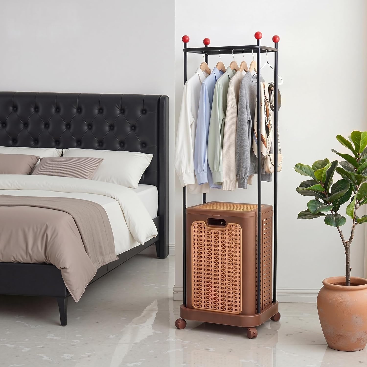 VECELO Laundry Hamper with Clothes Rack
