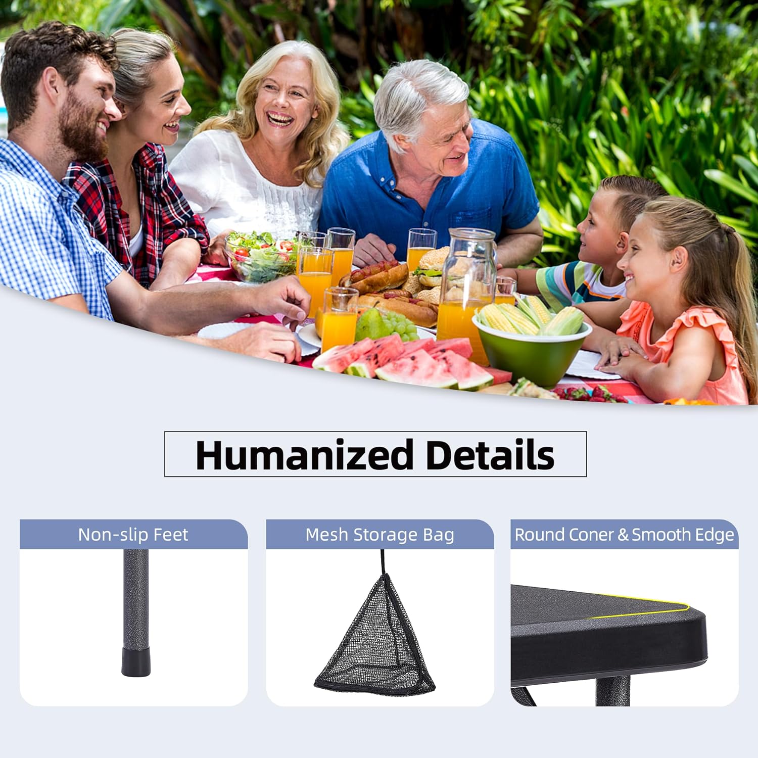VECELO Folding Plastic Card Table Square with Mesh Bag - VECELO