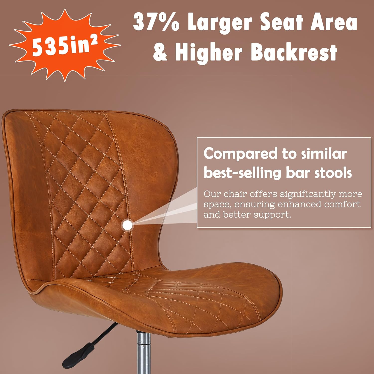 VECELO Quilted Bar Stools Set of 2, Adjustable Bar Height Swivel Bar Stools with Back - VECELO