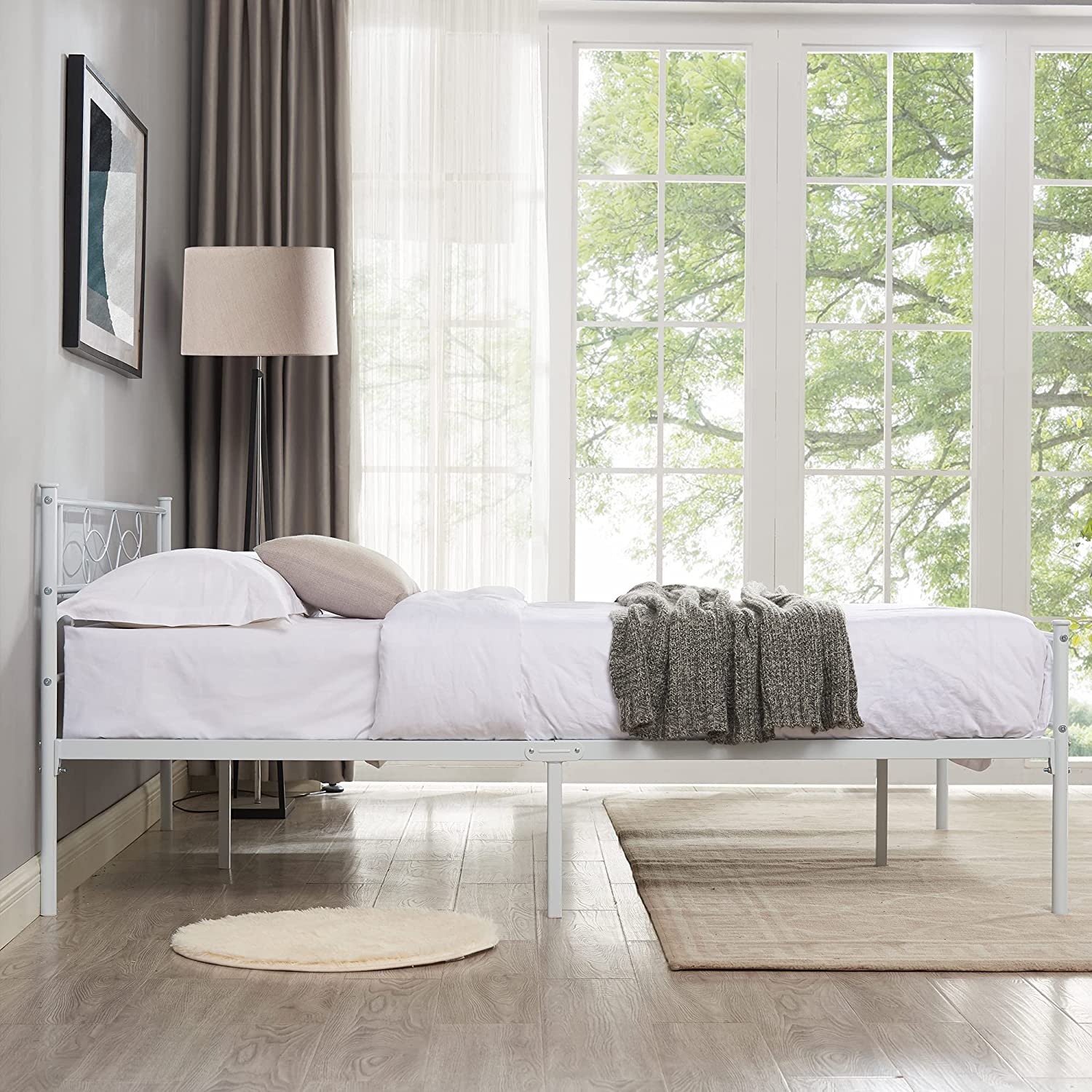 VECELO Metal Platform Bed Frame with Headboard & Footboard Premium Steel Slat Support Noise-Free - VECELO