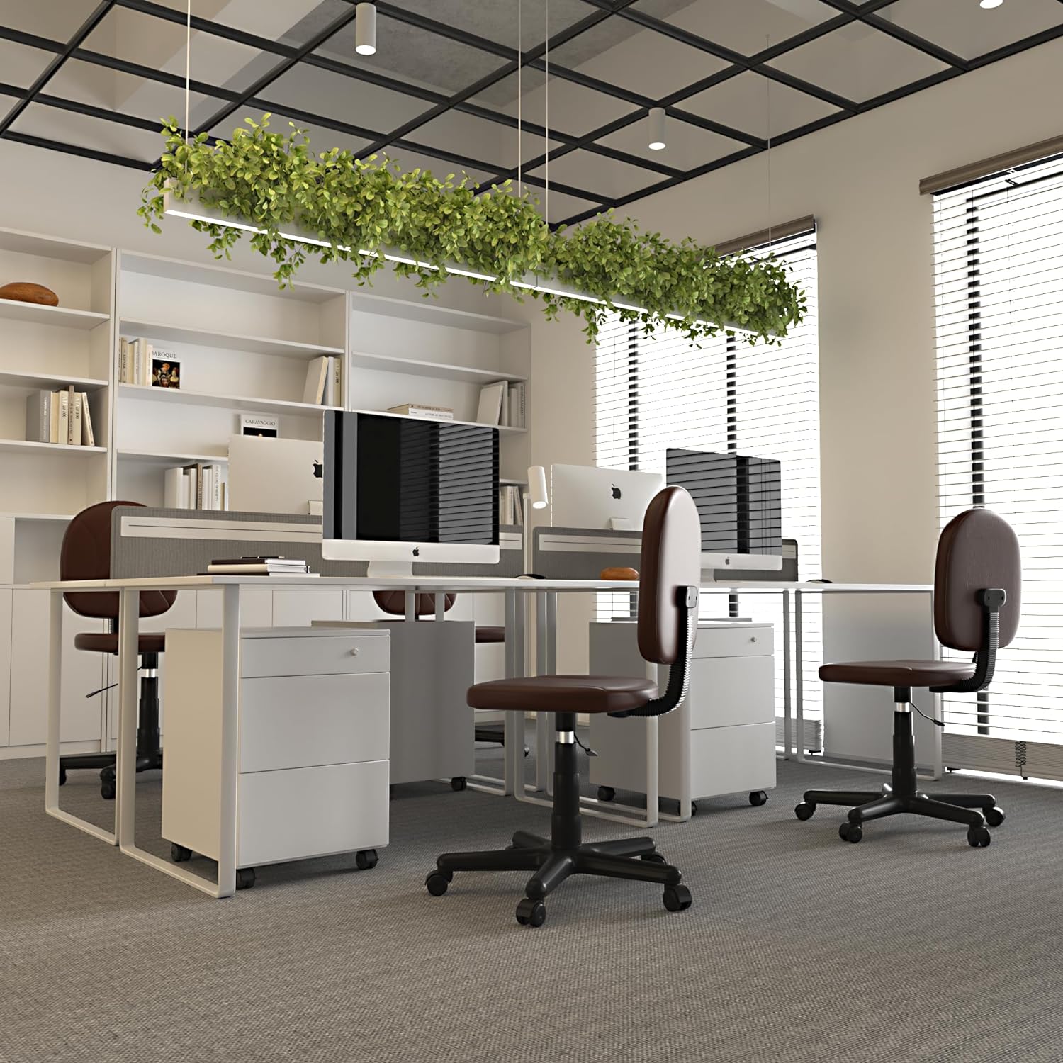 VECELO Small Desk Armless Low-Backrest PU Leather Ergonomic Computer Chair - VECELO