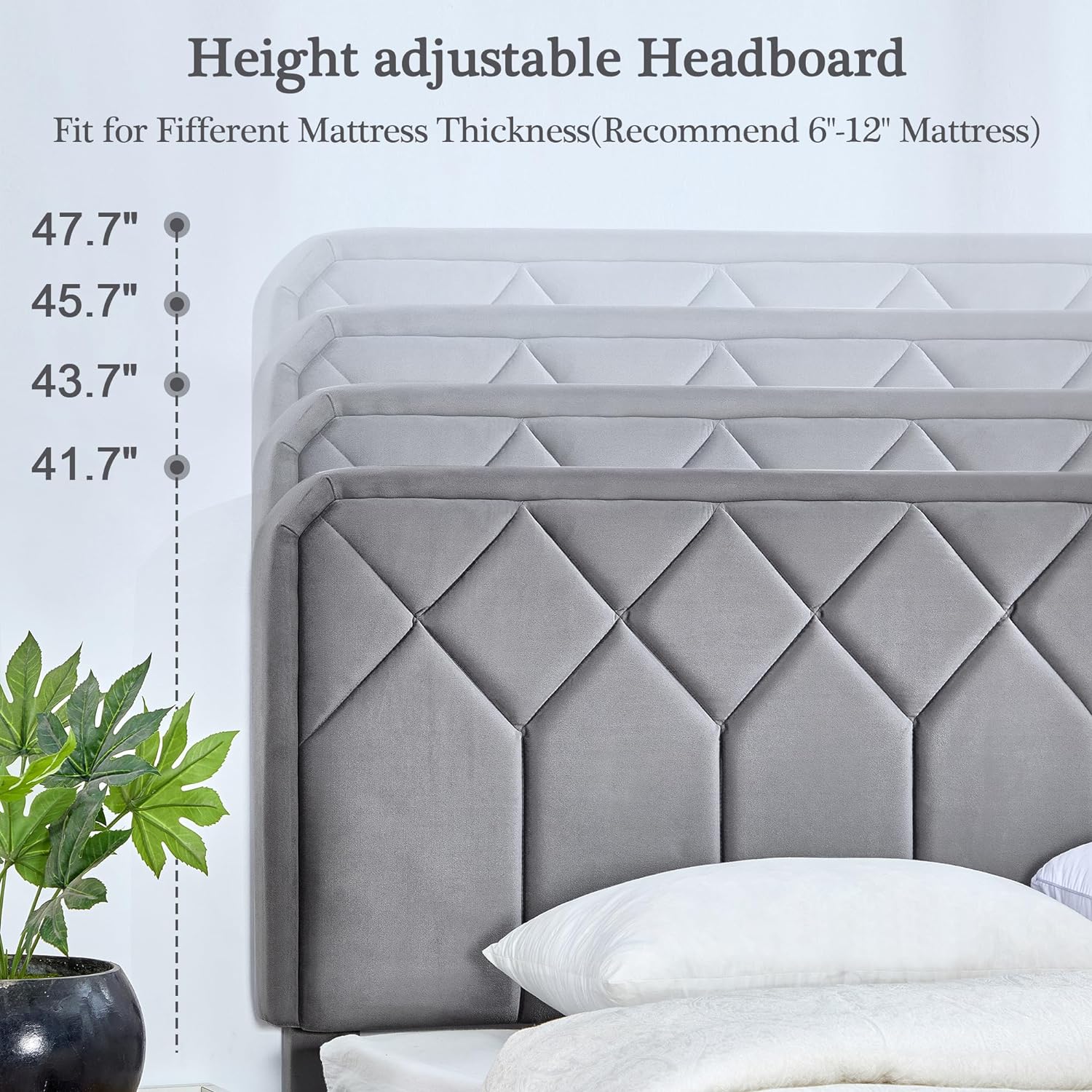 VECELO Premium Leather Upholstered Platform Bed Frame - VECELO