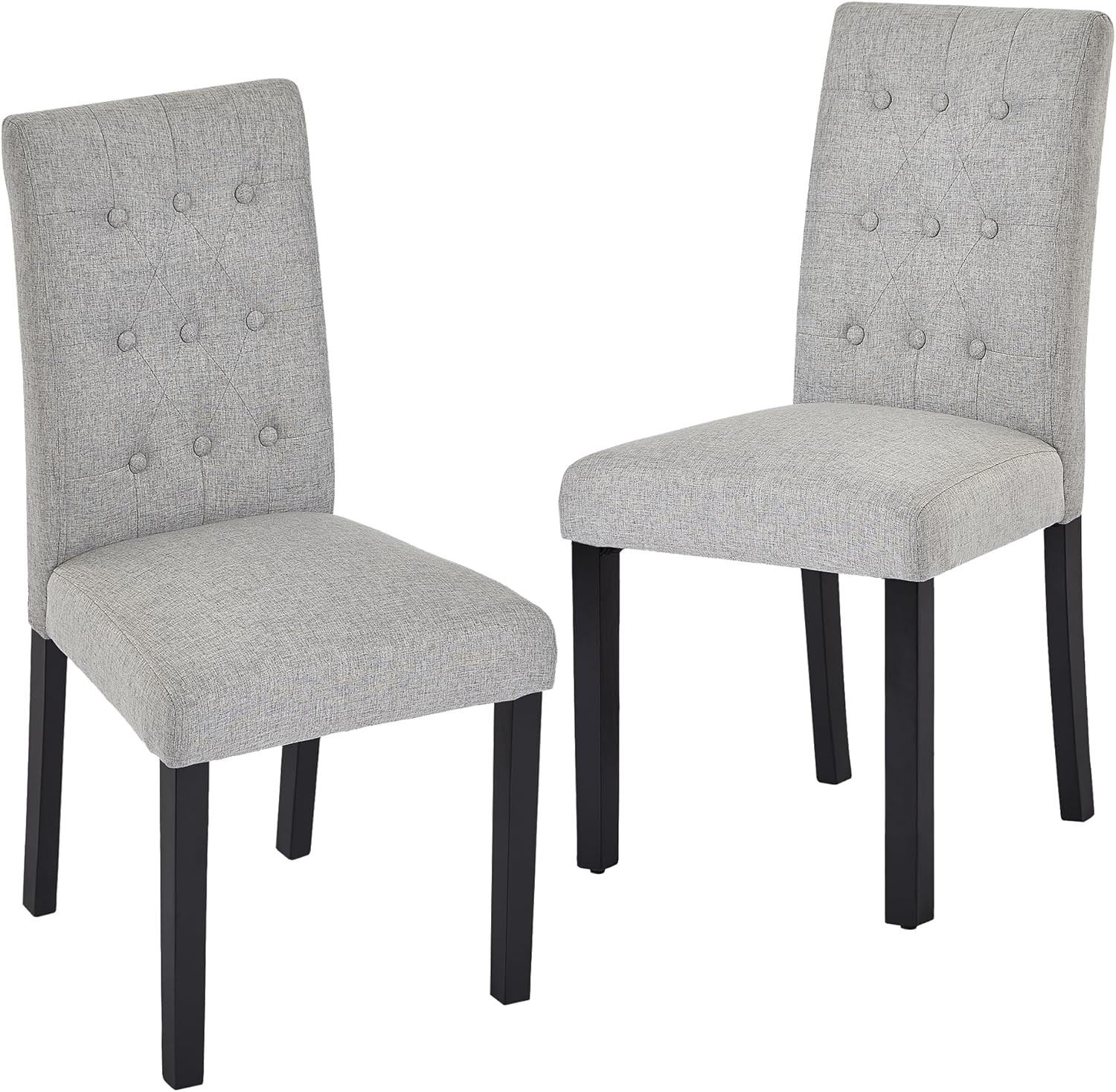 VECELO Upholstered Dining Chairs Set of 2 Button Tufted Back, Padded Seat, Wood Legs with Rubber Footpads - VECELO