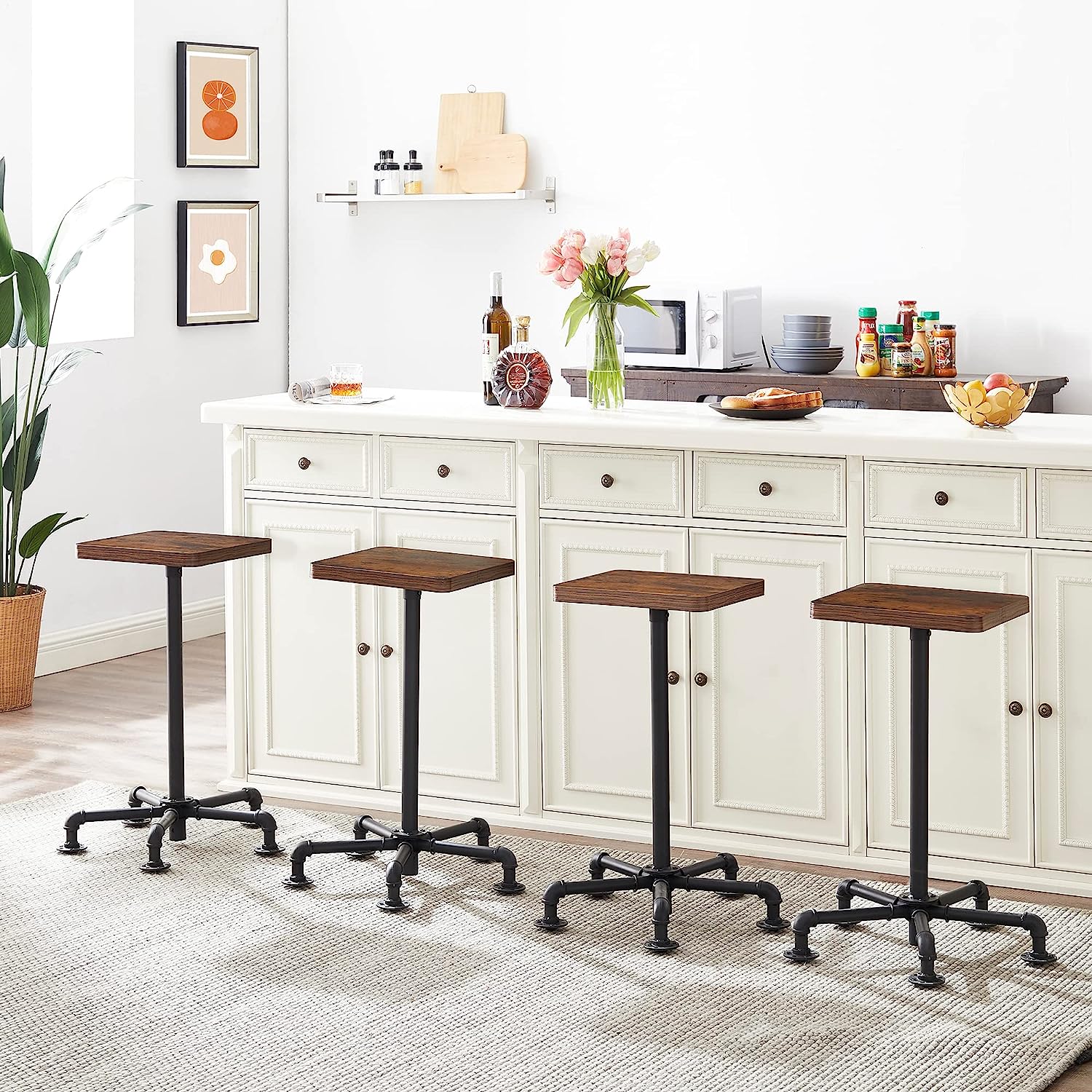 VECELO Counter Height Bar Stools Set of 2 - VECELO