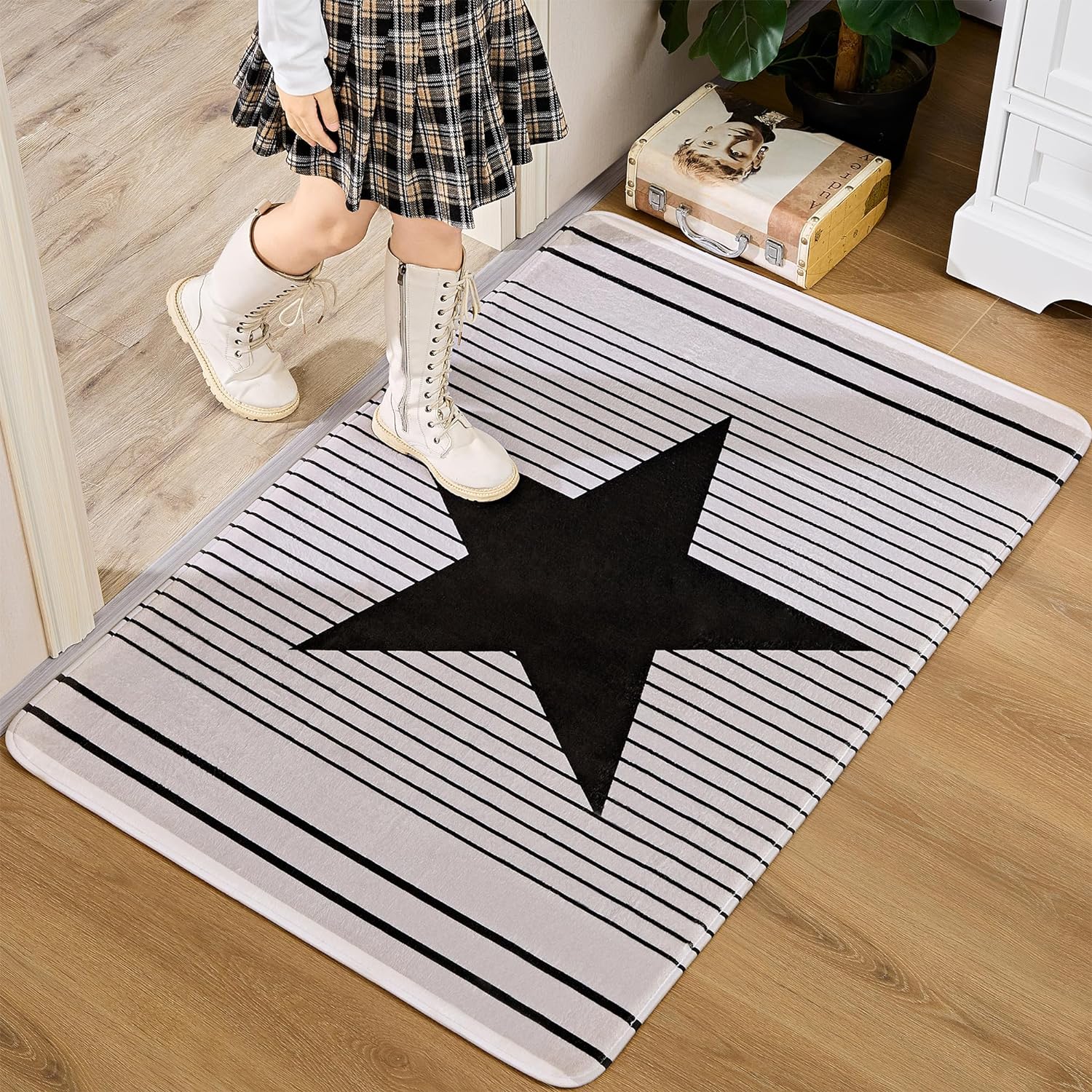 VECELO Front Door Mat Indoor Welcome Mat Outdoor, Absorbent Muddy Kitchen Rugs - VECELO