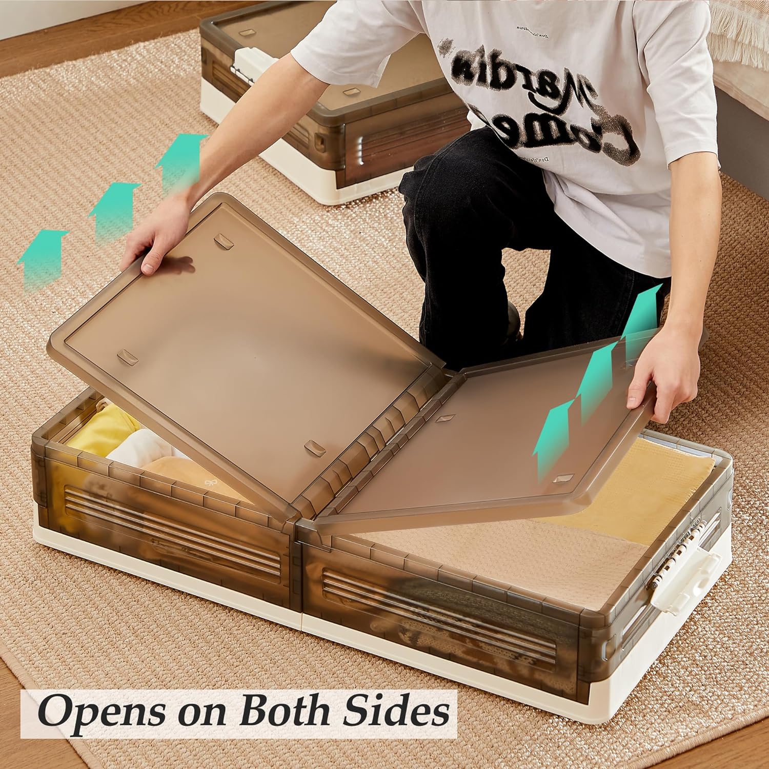 VECELO Under Bed Storage with Wheels,Stackable Under Bed Storage Containers - VECELO