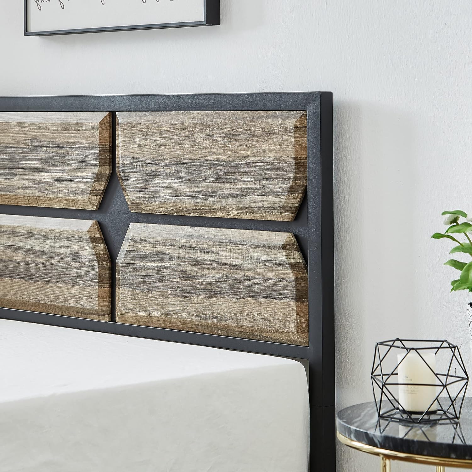 VECELO Metal Bed Frame Platform with Wooden Headboard&Footboard Mattress Foundation - VECELO