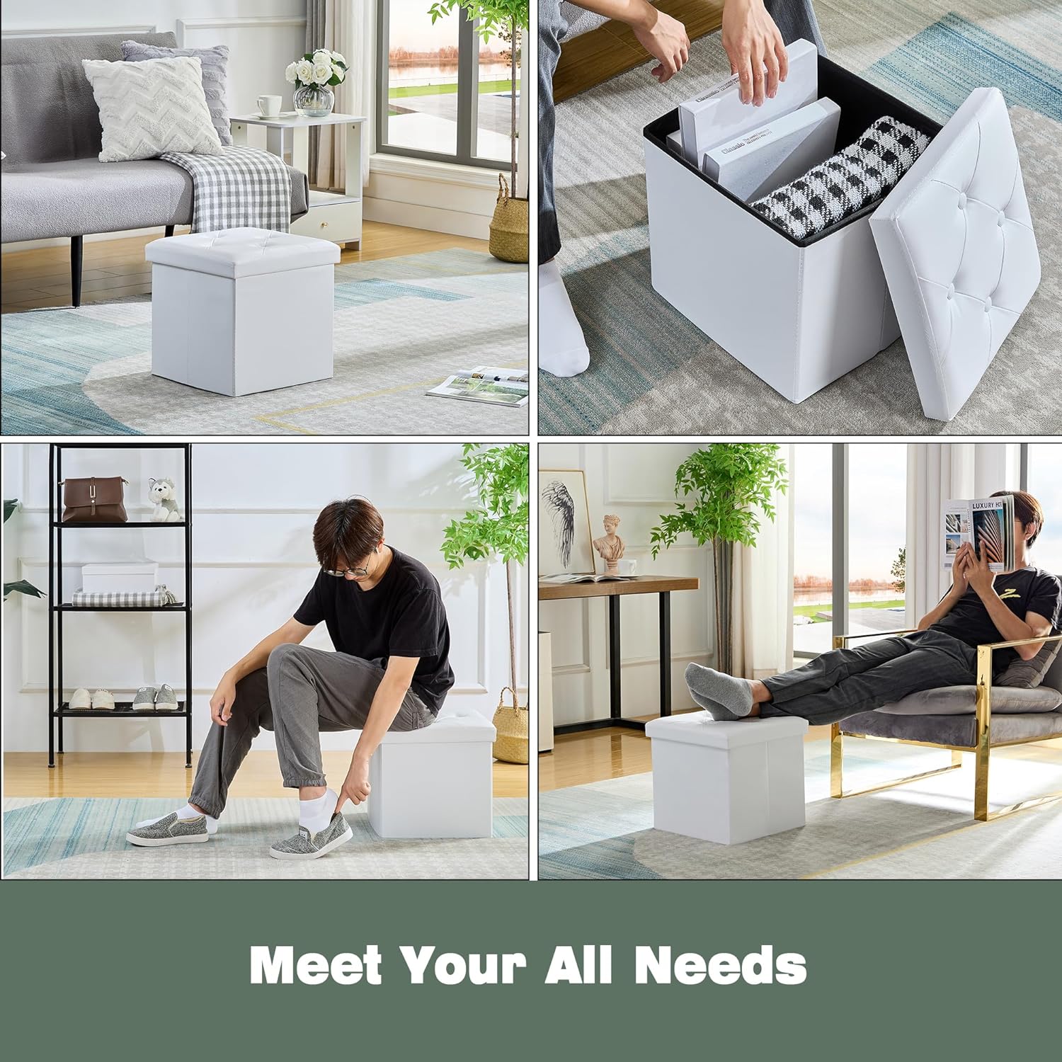 VECELO Storage Ottoman Bench End of Bed 43'' Footstool Footrest Stool Shoestool - VECELO