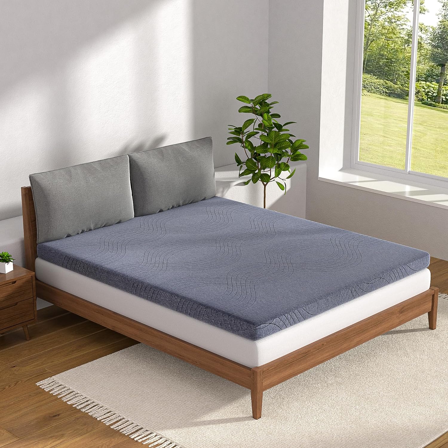 VECELO Gel Infused Memory Foam Mattress Topper Twin/Full/Queen/King Size, 2 Inch and 4 Inch Fresh Cooling Mattress Pad with Washable Cover - VECELO