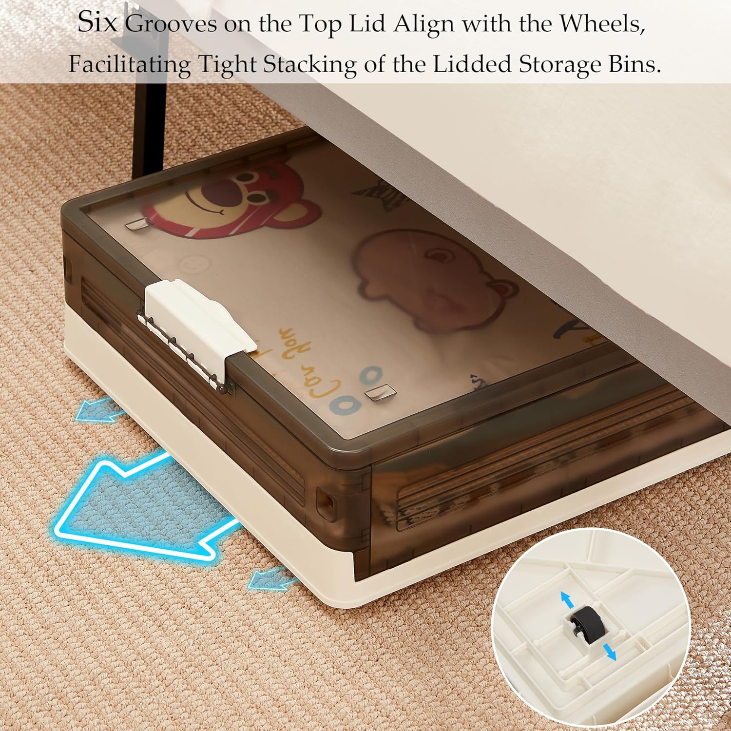 VECELO Under Bed Storage with Wheels,Stackable Under Bed Storage Containers - VECELO