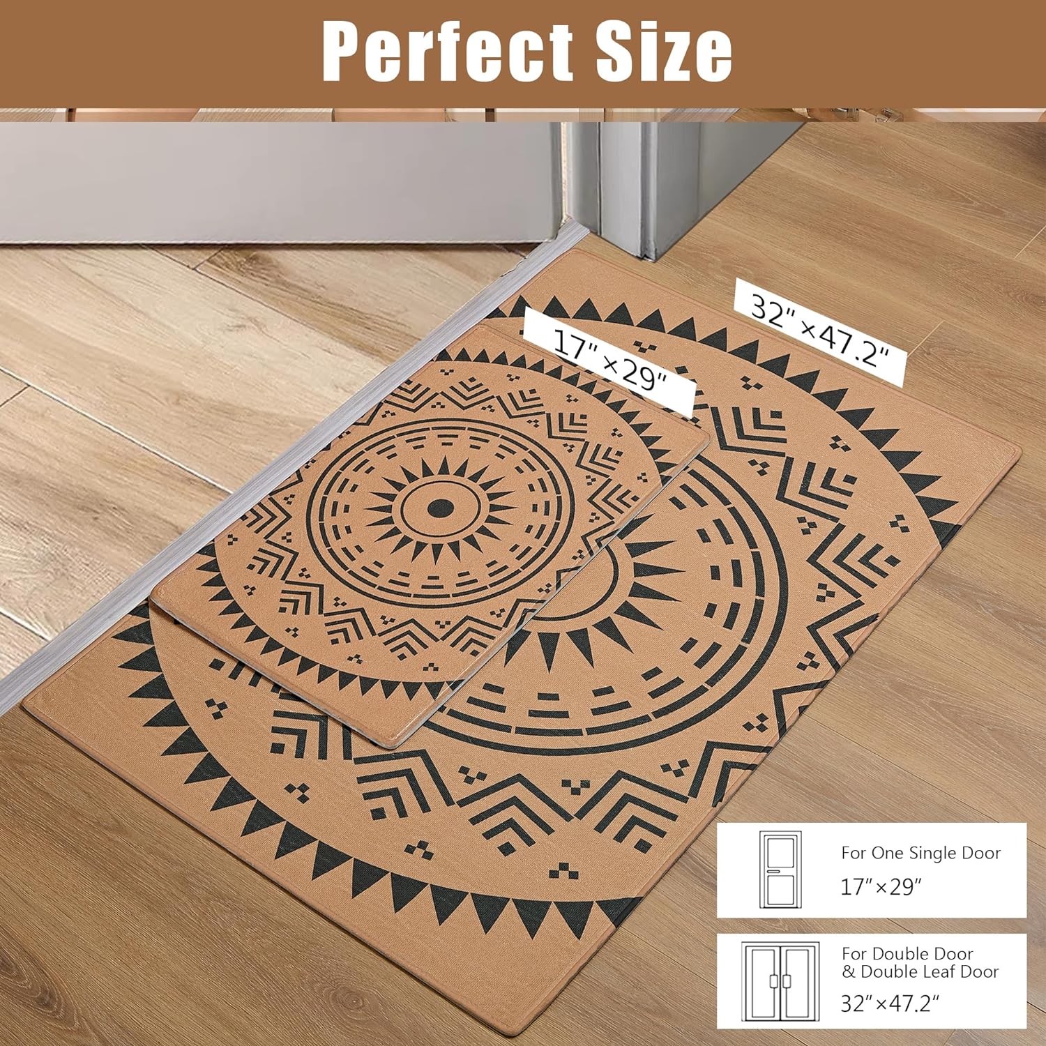 VECELO Front Door Mat Indoor Welcome Mat Outdoor, Absorbent Muddy Kitchen Rugs - VECELO