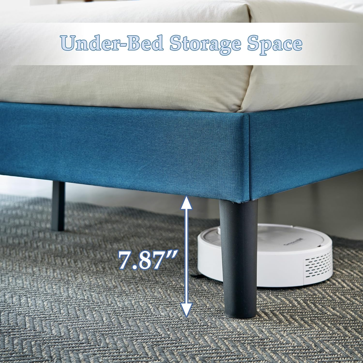 VECELO Upholstered Platform Bed Frame with Height Adjustable Headboard - VECELO