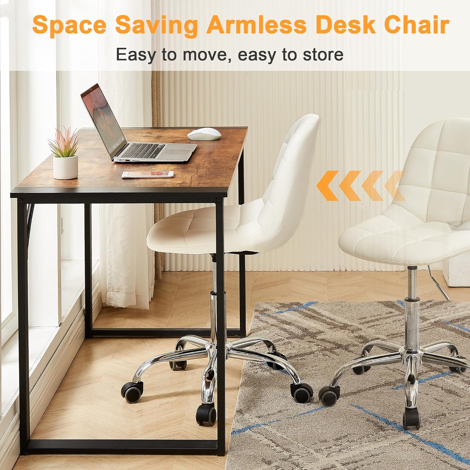 VECELO Modern Armless Home Office Desk Chair - VECELO
