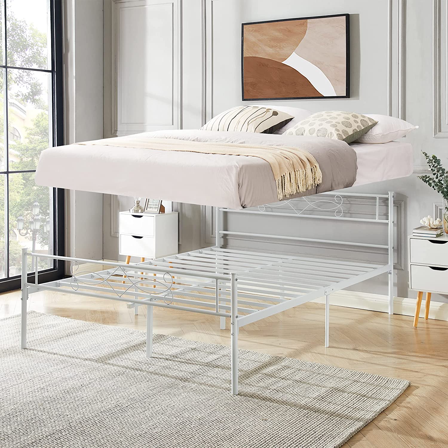 VECELO Metal Platform Bed Frame with Headboard & Footboard Premium Steel Slat Support Noise-Free - VECELO