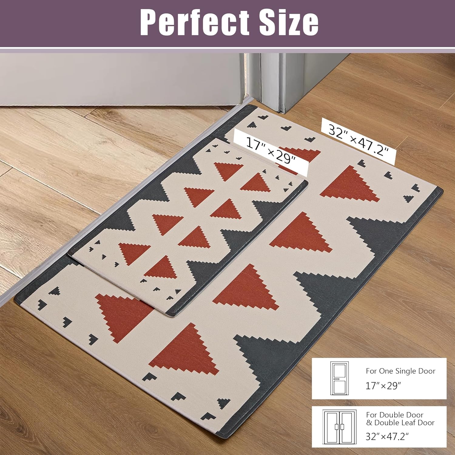 VECELO Front Door Mat Indoor Welcome Mat Outdoor, Absorbent Muddy Kitchen Rugs - VECELO