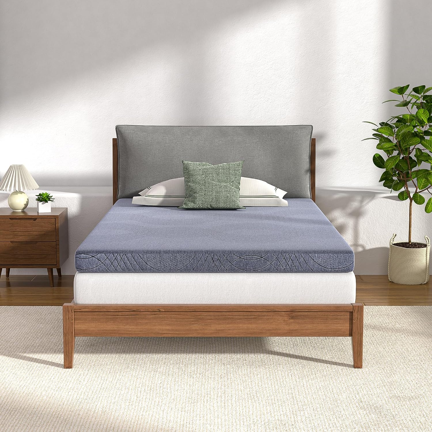 VECELO Gel Infused Memory Foam Mattress Topper Twin/Full/Queen/King Size, 2 Inch and 4 Inch Fresh Cooling Mattress Pad with Washable Cover - VECELO