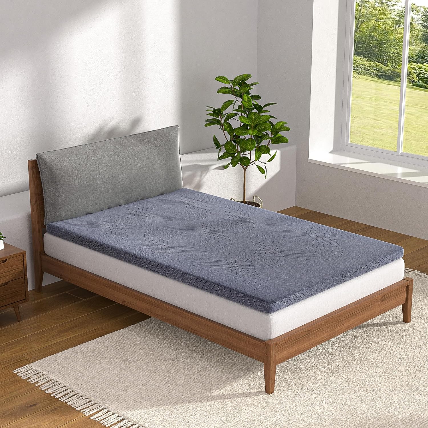 VECELO Gel Infused Memory Foam Mattress Topper Twin/Full/Queen/King Size, 2 Inch and 4 Inch Fresh Cooling Mattress Pad with Washable Cover - VECELO