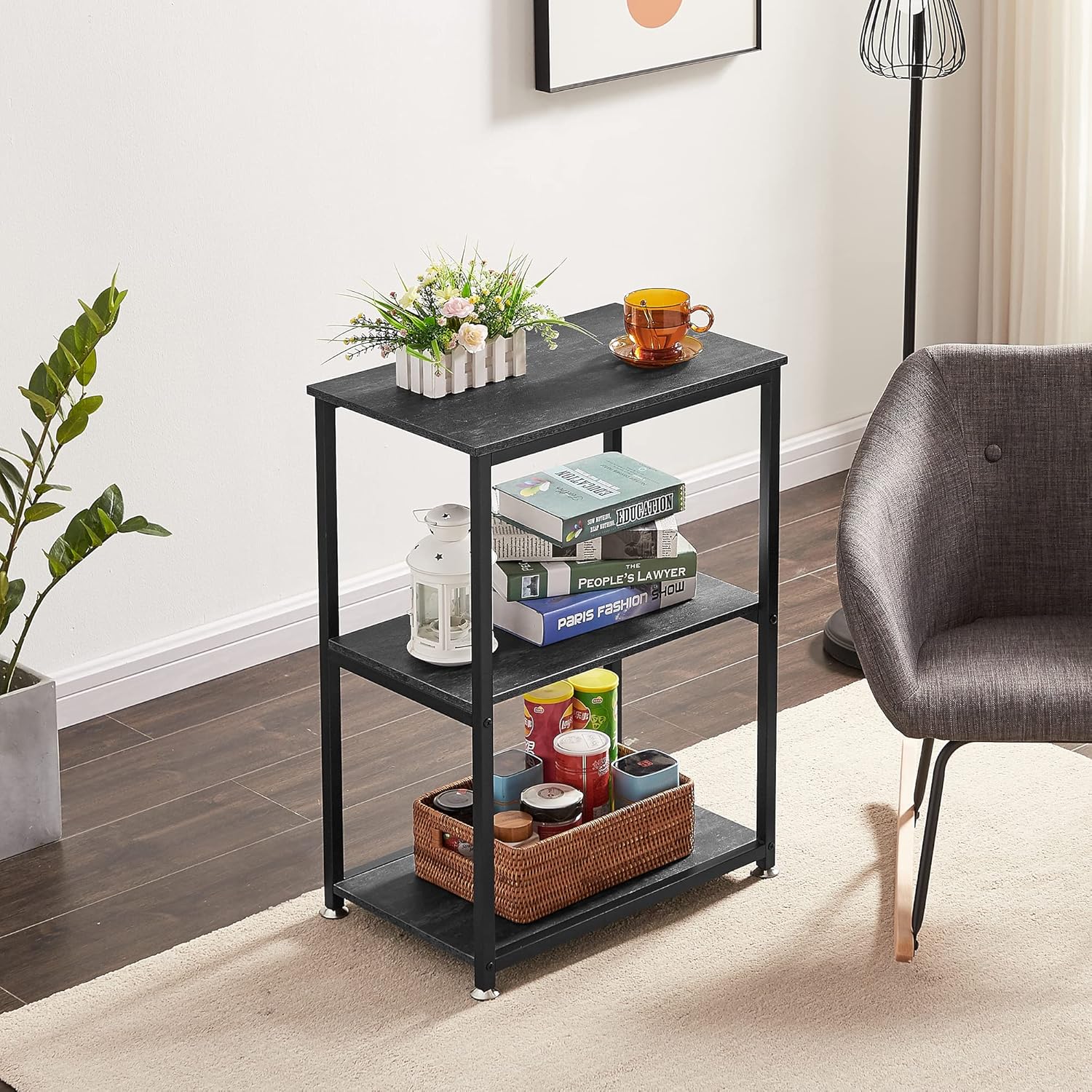 VECELO End Side Table 3-Layer Narrow Night Stand/Entryway/Hallway Console Table for Living Room/Bedroom - VECELO