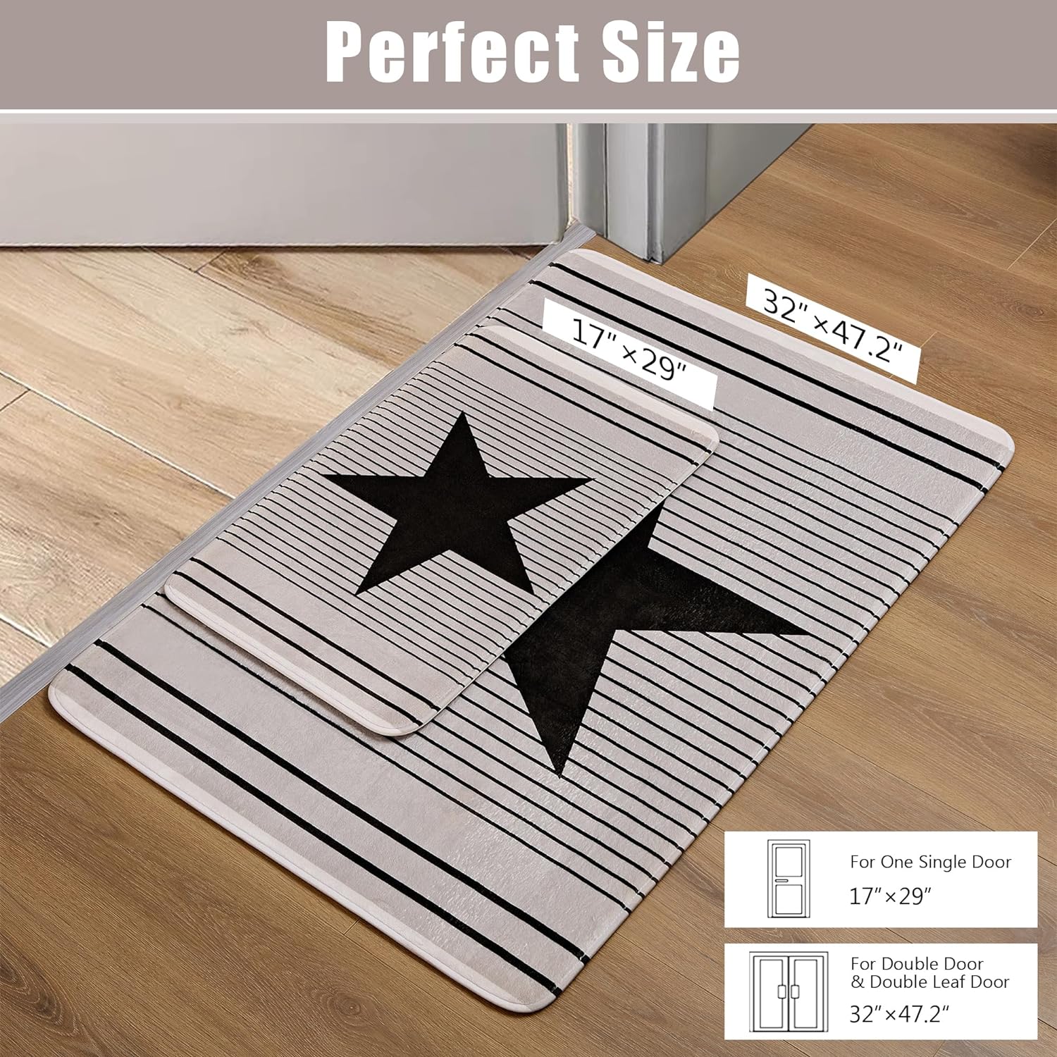 VECELO Front Door Mat Indoor Welcome Mat Outdoor, Absorbent Muddy Kitchen Rugs - VECELO