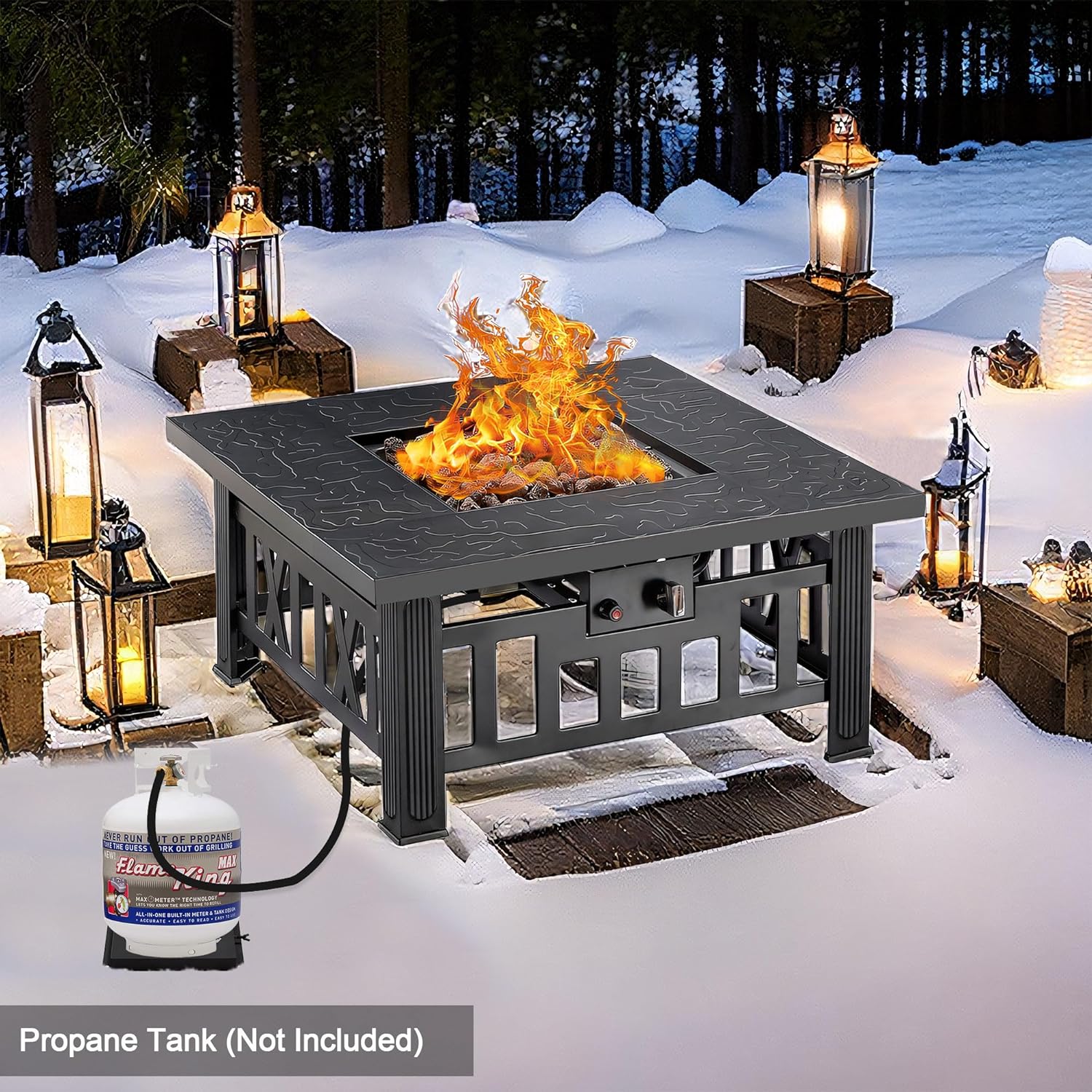VECELO Propane Fire Pit, 30 Inch Outdoor Gas Fire Table - VECELO