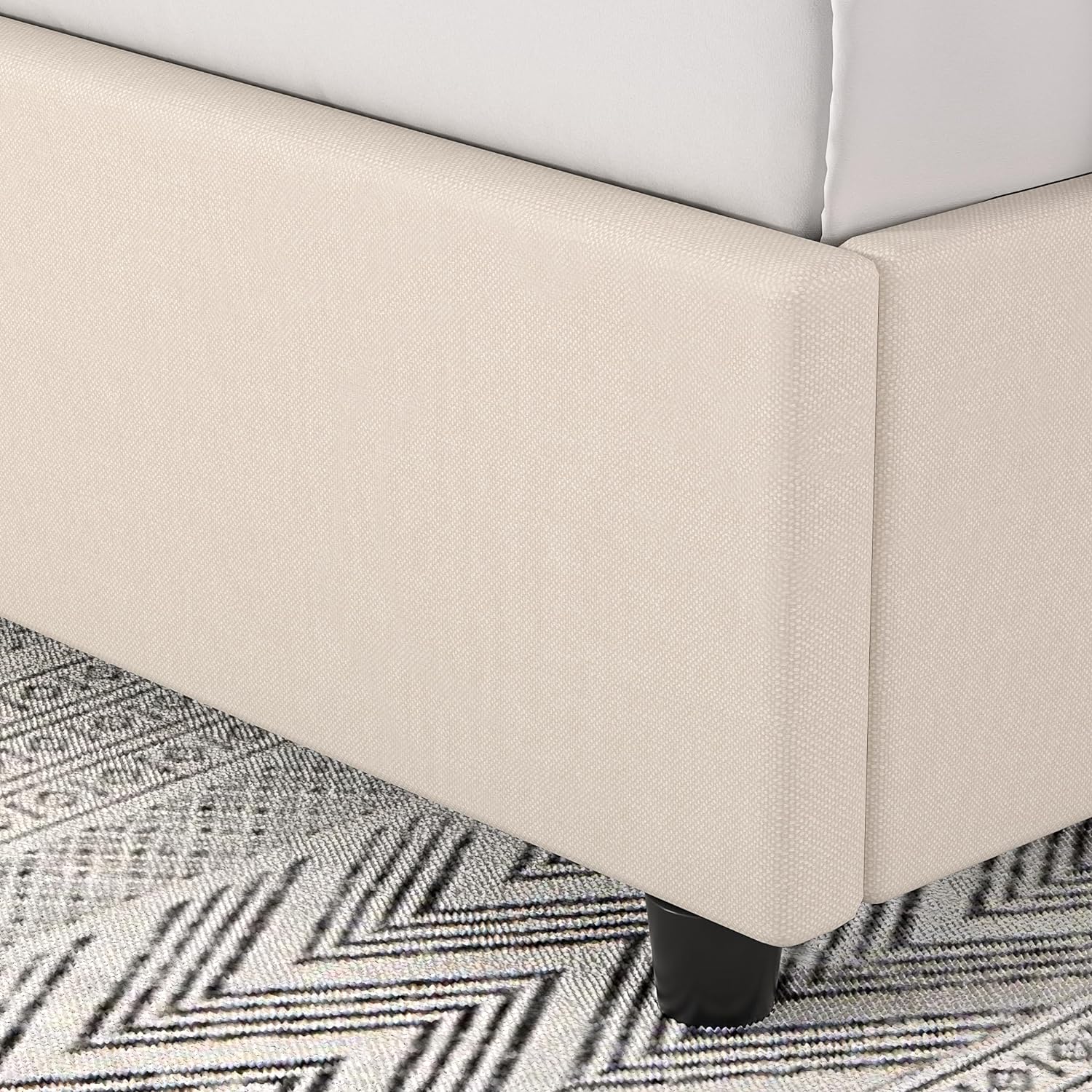 VECELO Upholstered Platform Bed Frame with Type-C & USB Charging Stations - VECELO