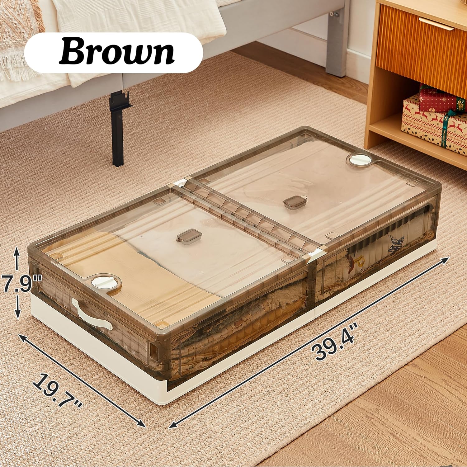 VECELO Under Bed Storage with Wheels,Stackable Under Bed Storage Containers - VECELO