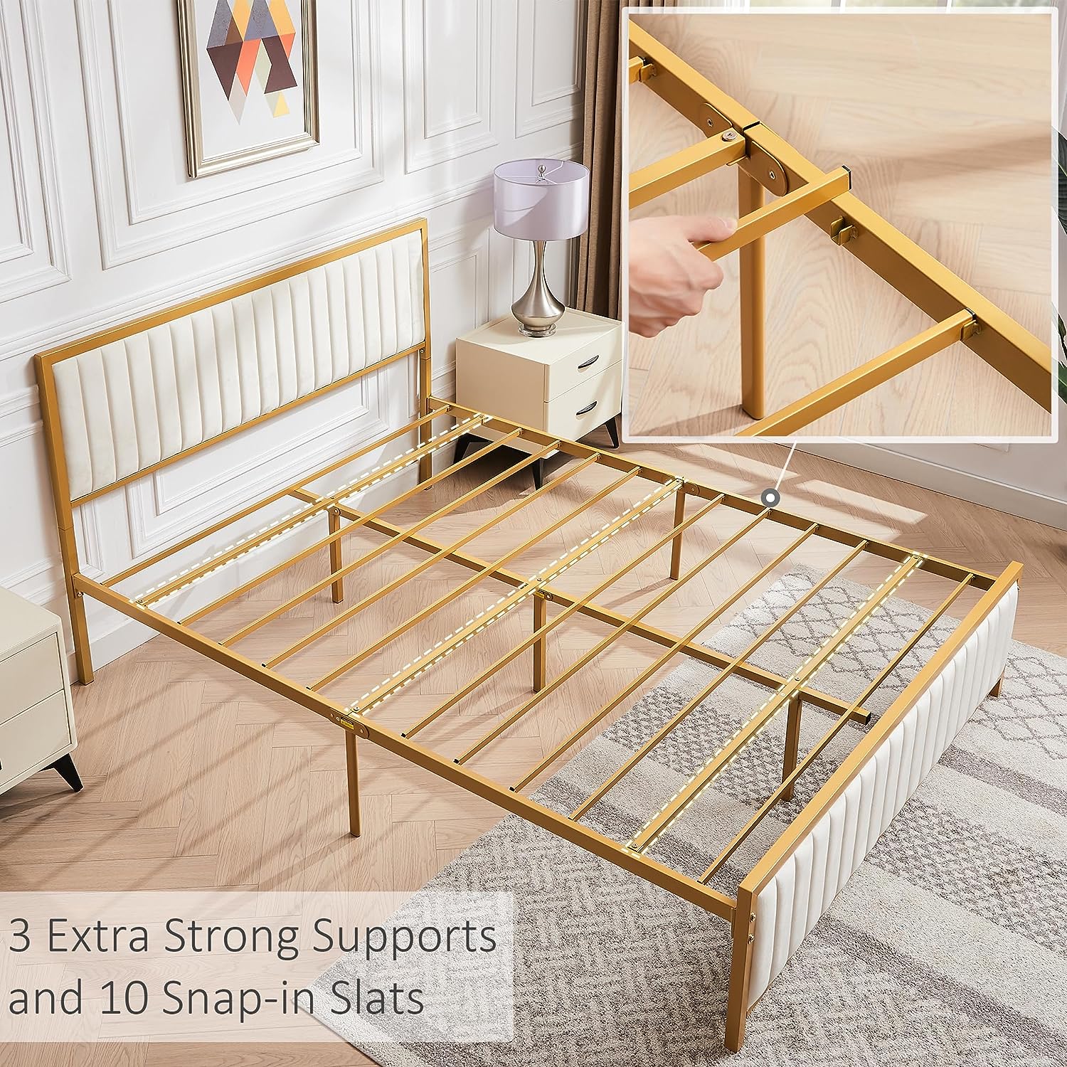 VECELO Bed Frame with Upholstered Tufted Headboard & Footboard - VECELO