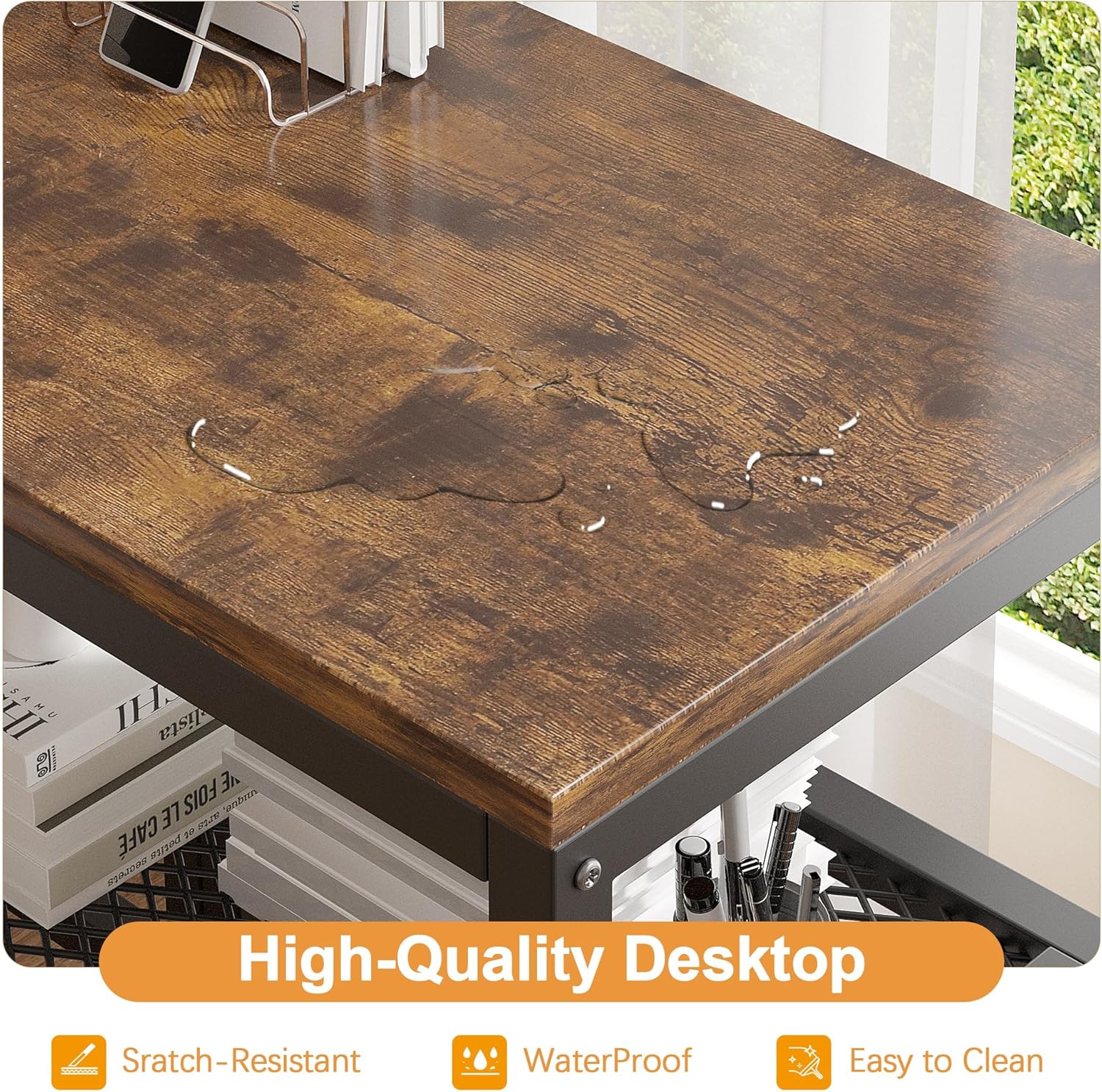 VECELO L Shaped Computer Desk with Storage Shelves & Bag - VECELO