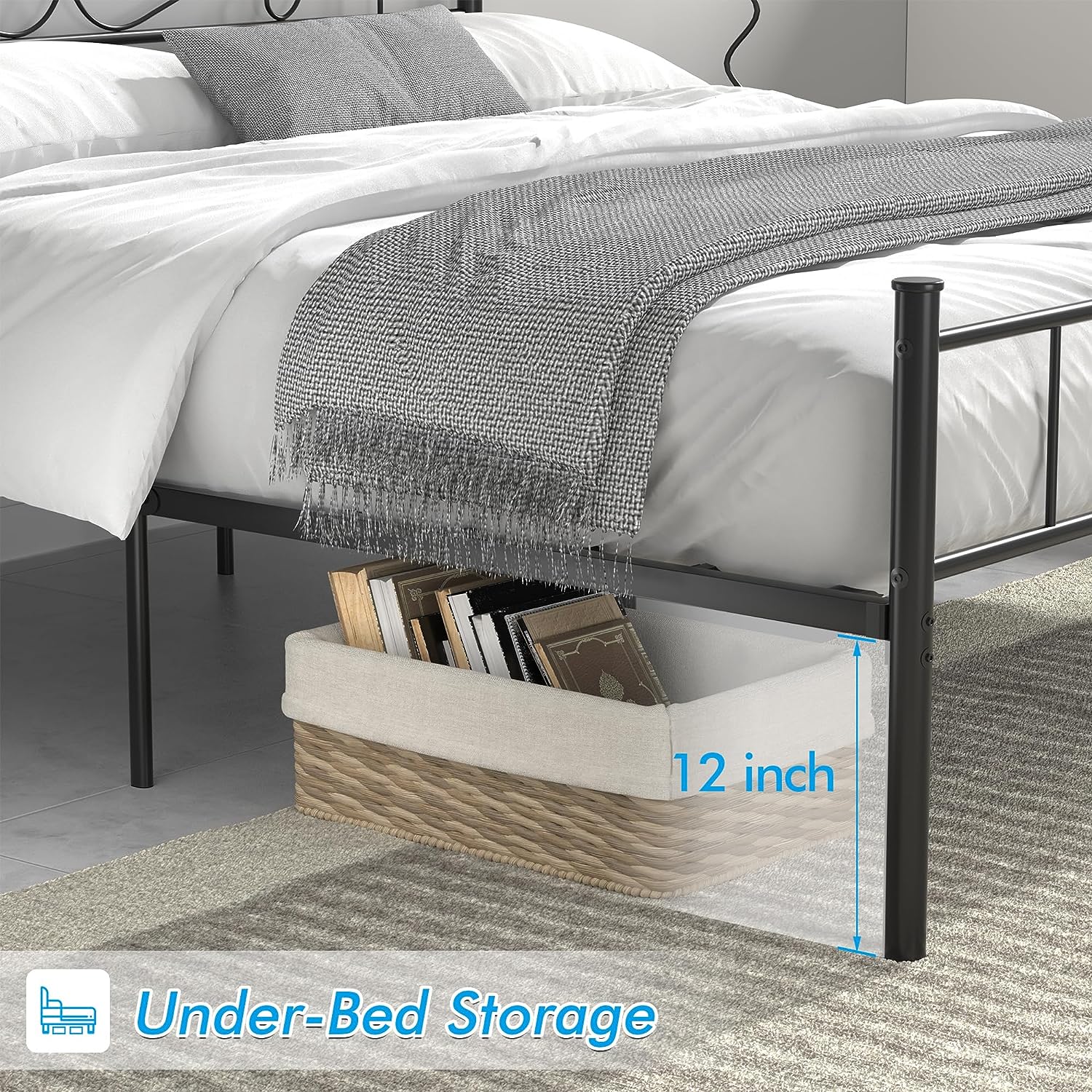 VECELO Metal Platform Bed Frame Mattress Foundation with Headboard & Footboard - VECELO