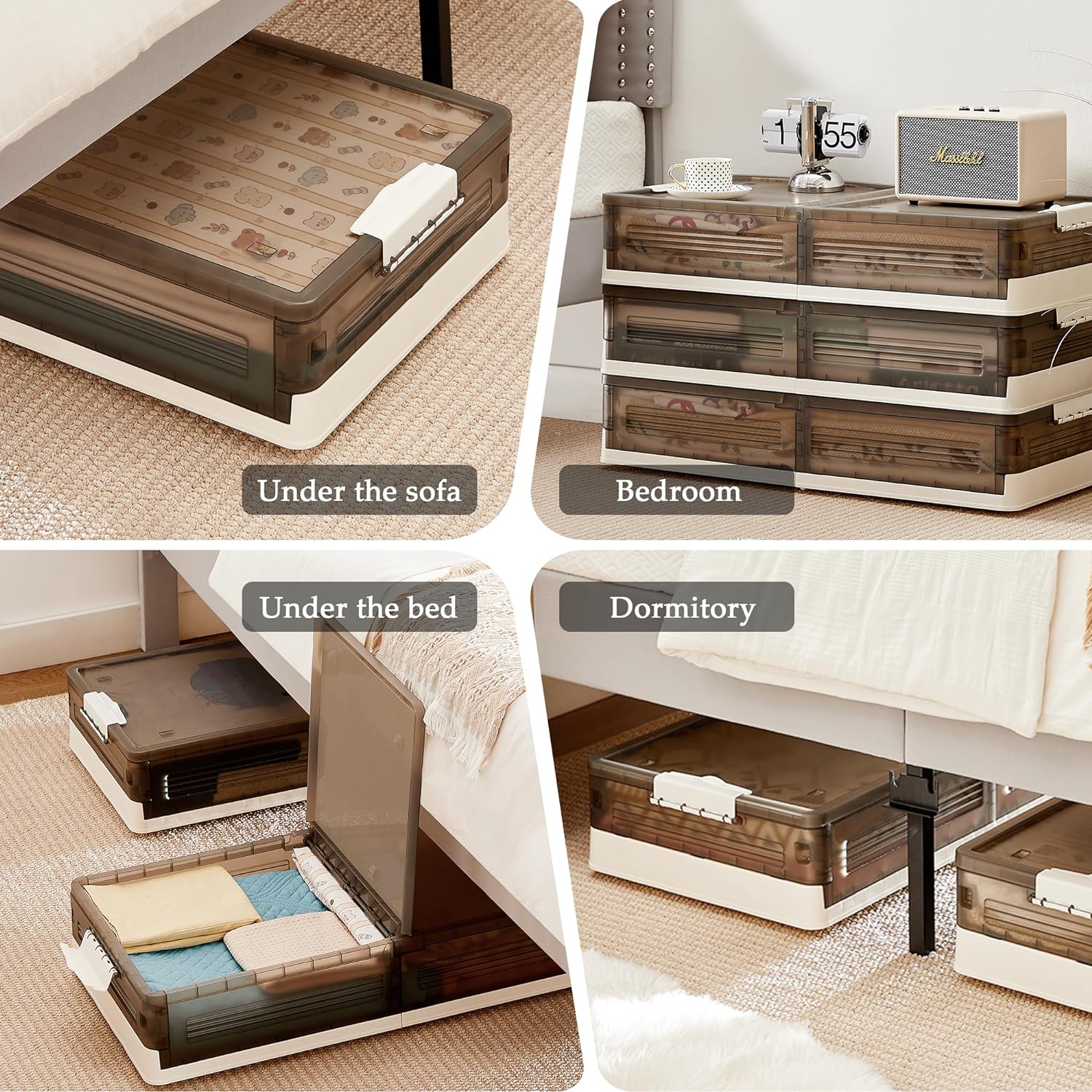 VECELO Under Bed Storage with Wheels,Stackable Under Bed Storage Containers - VECELO