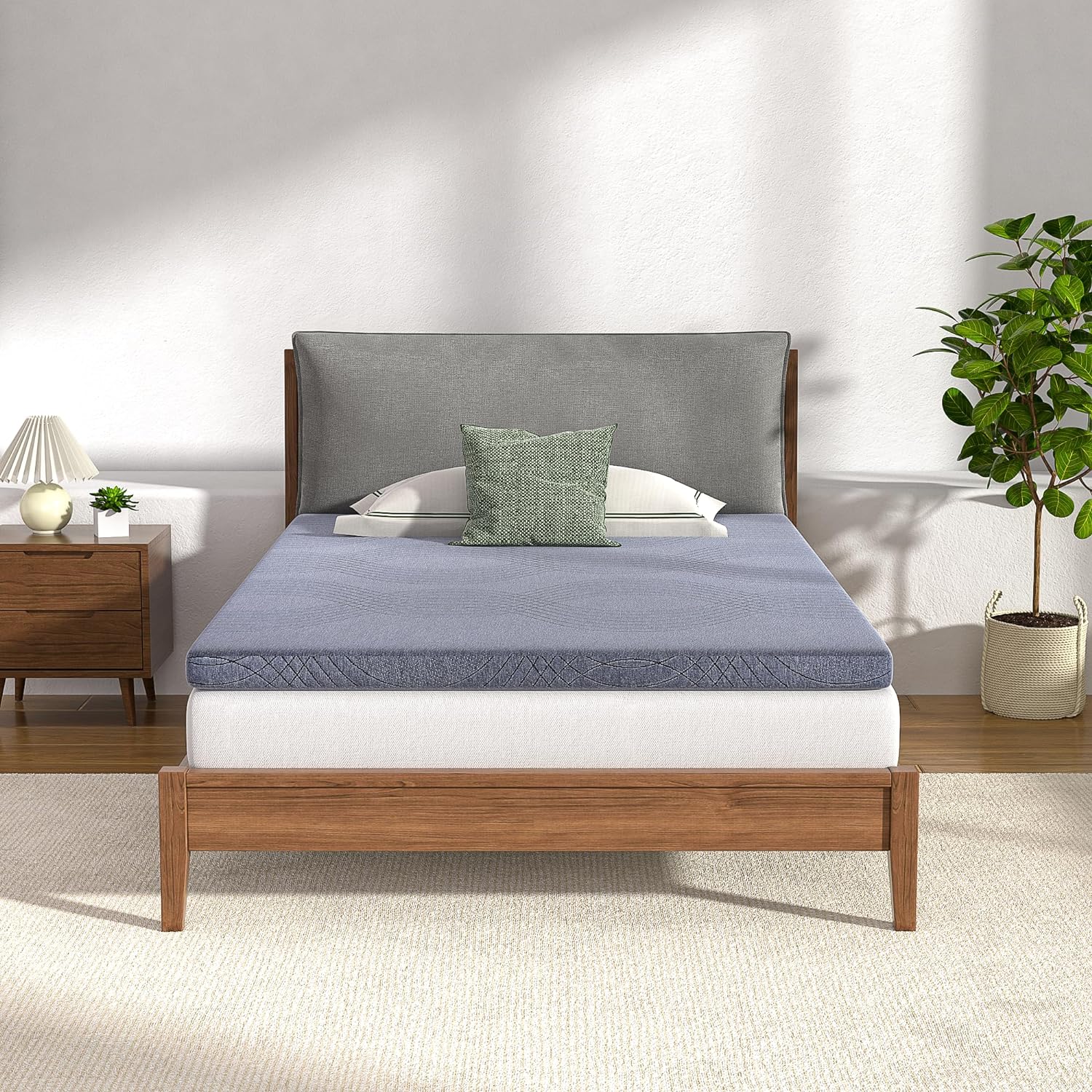 VECELO Gel Infused Memory Foam Mattress Topper Twin/Full/Queen/King Size, 2 Inch and 4 Inch Fresh Cooling Mattress Pad with Washable Cover - VECELO