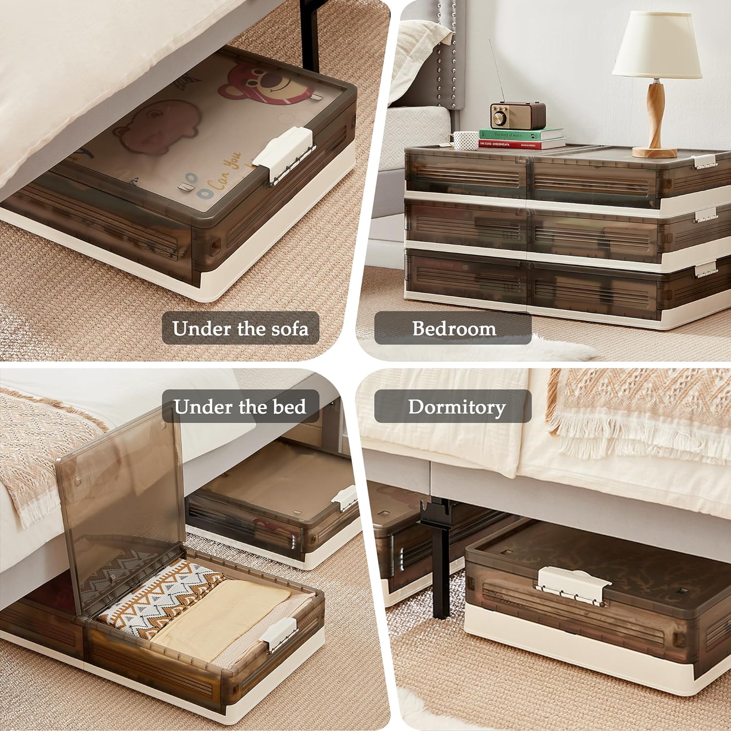 VECELO Under Bed Storage with Wheels,Stackable Under Bed Storage Containers - VECELO