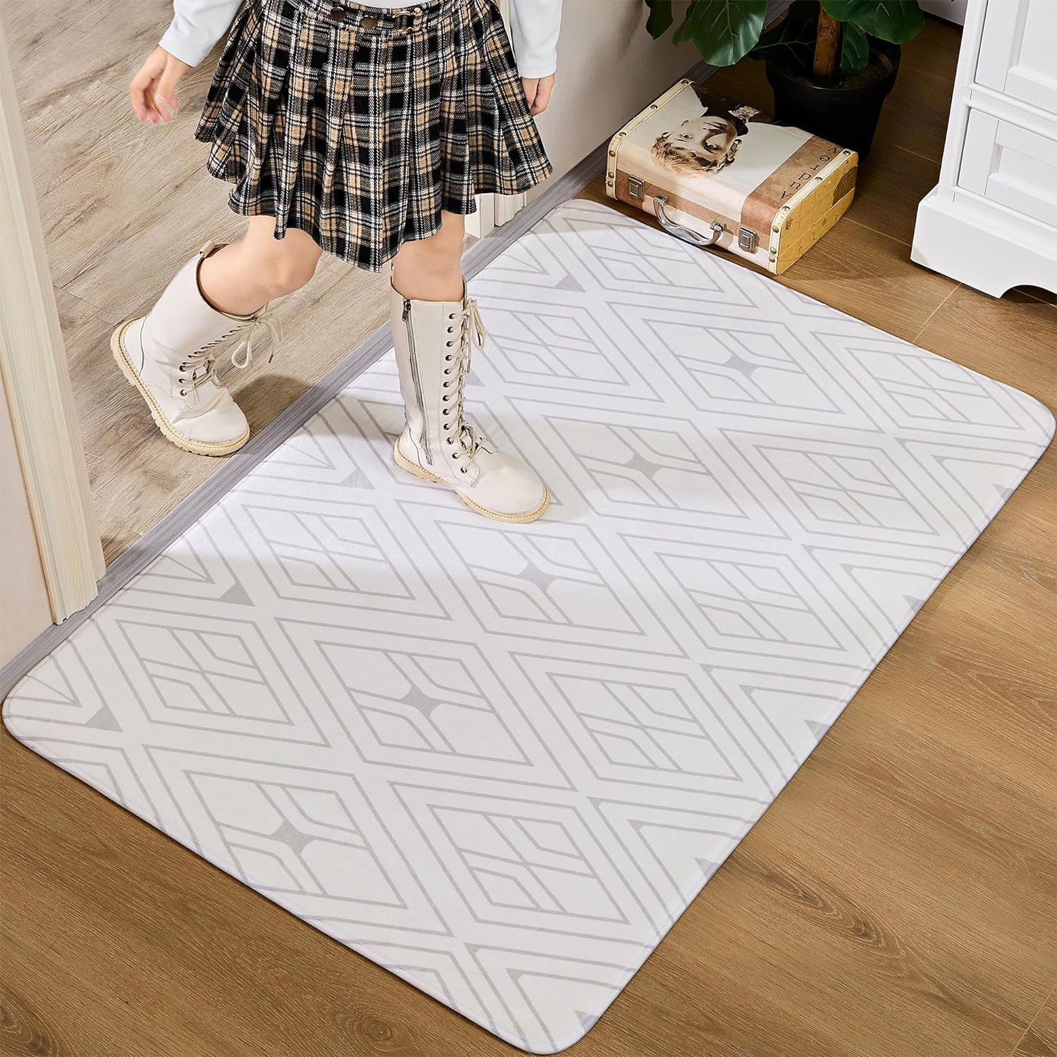 VECELO Front Door Mat Indoor Welcome Mat Outdoor, Absorbent Muddy Kitchen Rugs - VECELO