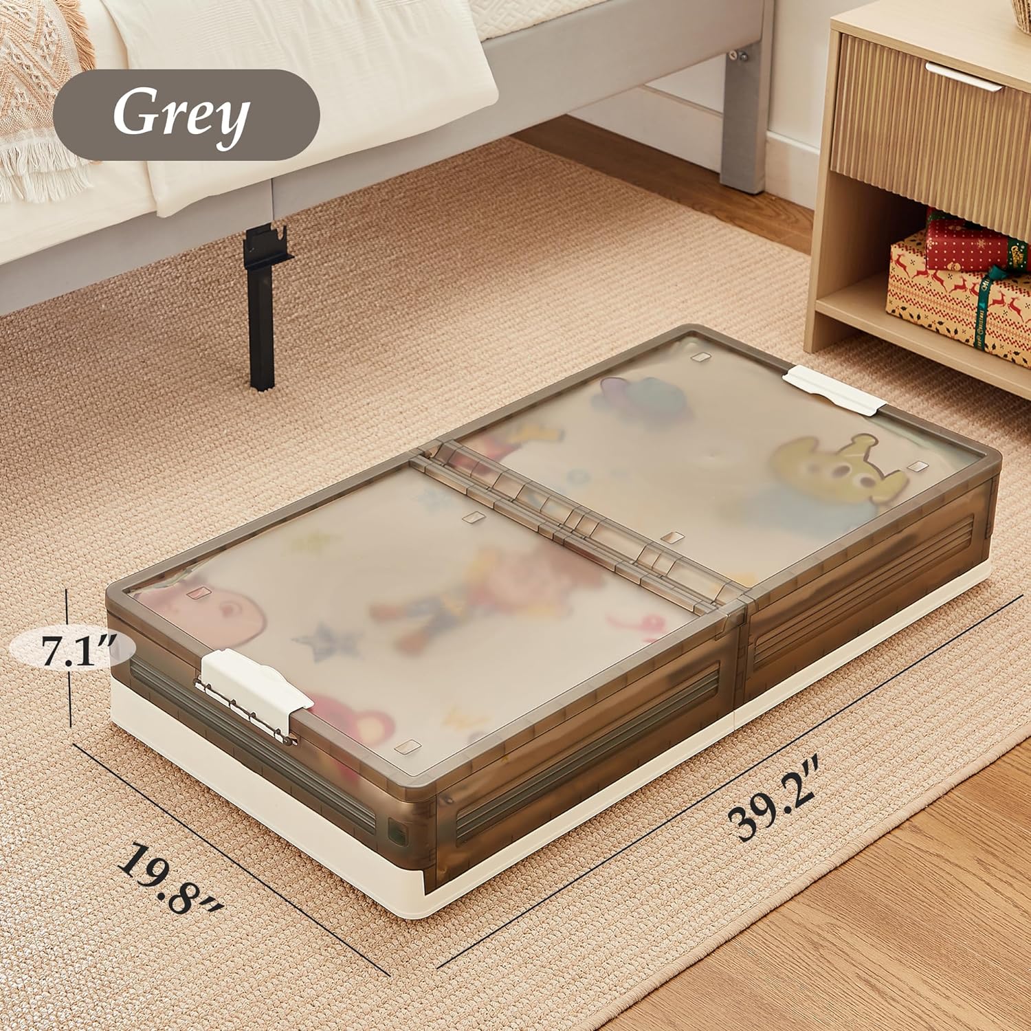 VECELO Under Bed Storage with Wheels,Stackable Under Bed Storage Containers - VECELO