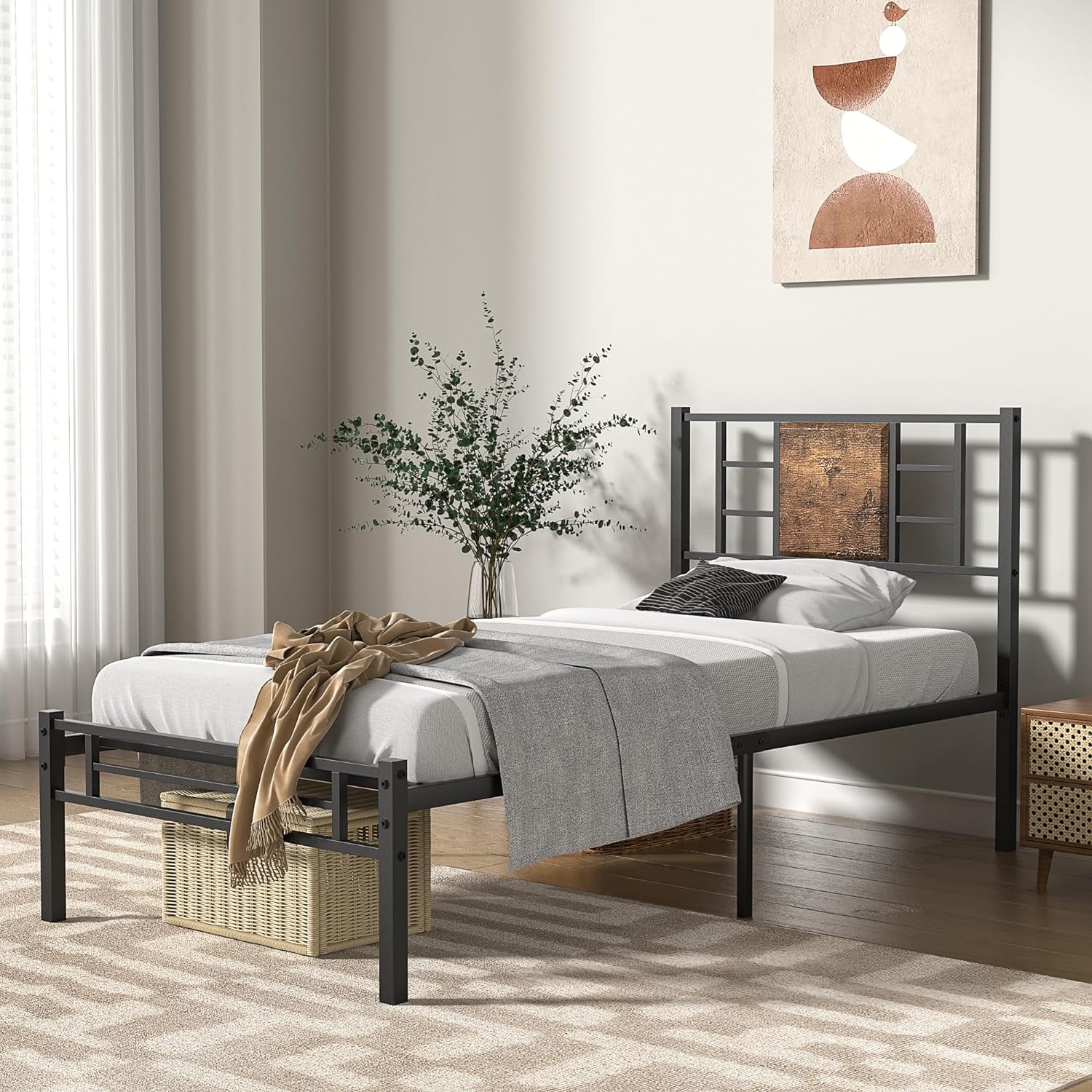 VECELO Platform Bed Frame Mattress Foundation with Headboard and Footboard - VECELO