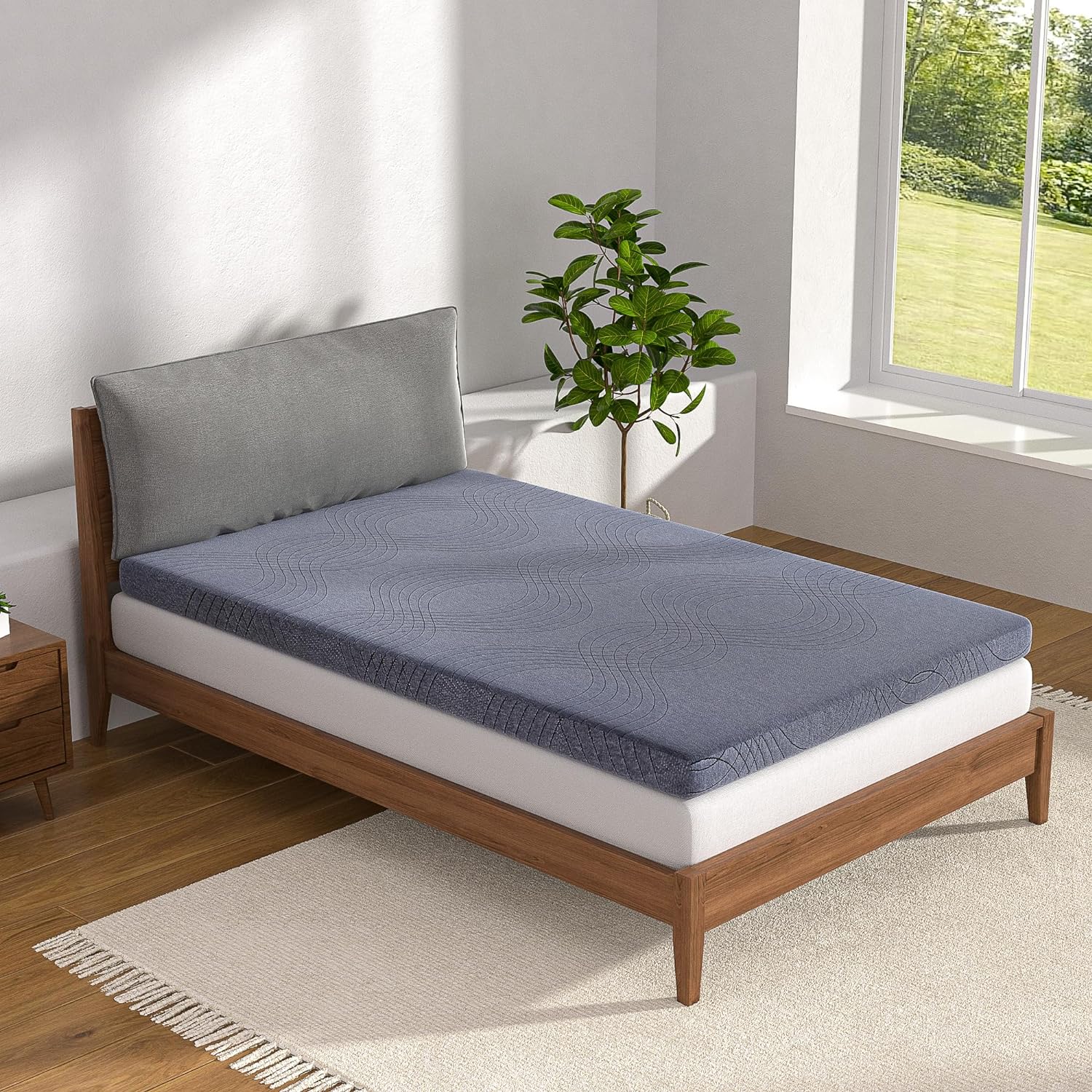 VECELO Gel Infused Memory Foam Mattress Topper Twin/Full/Queen/King Size, 2 Inch and 4 Inch Fresh Cooling Mattress Pad with Washable Cover - VECELO