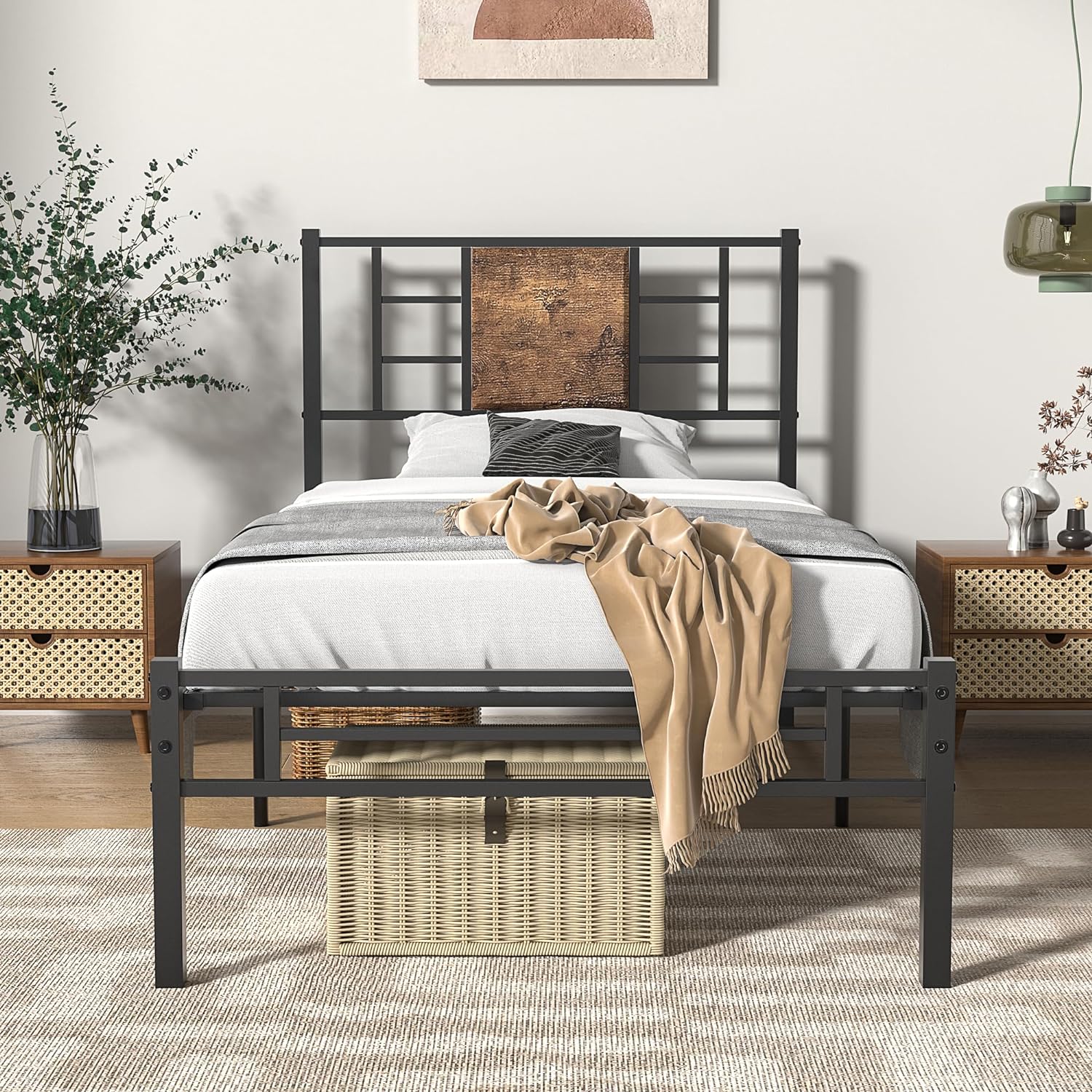 VECELO Platform Bed Frame Mattress Foundation with Headboard and Footboard - VECELO