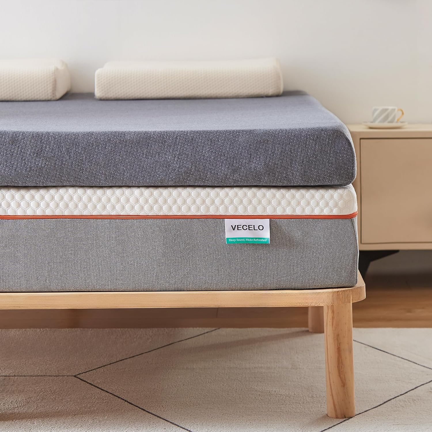 VECELO Gel Infused Memory Foam Mattress Topper Twin/Full/Queen/King Size, 2 Inch and 4 Inch Fresh Cooling Mattress Pad with Washable Cover - VECELO