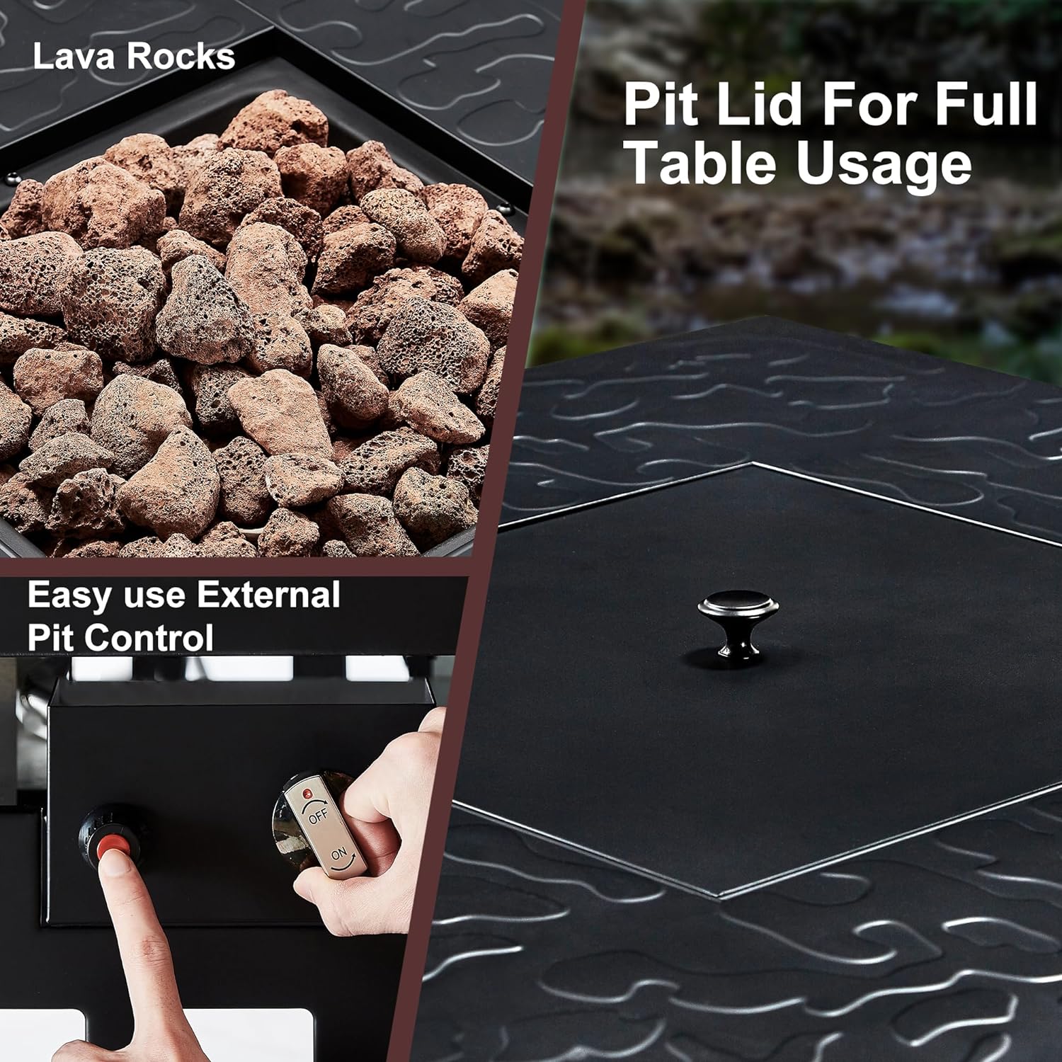 VECELO Propane Fire Pit, 30 Inch Outdoor Gas Fire Table - VECELO