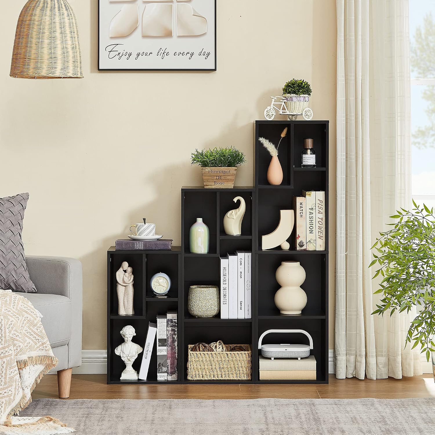 VECELO 3 Cube Small Bookcase, 2-Tier Modern Bookshelf