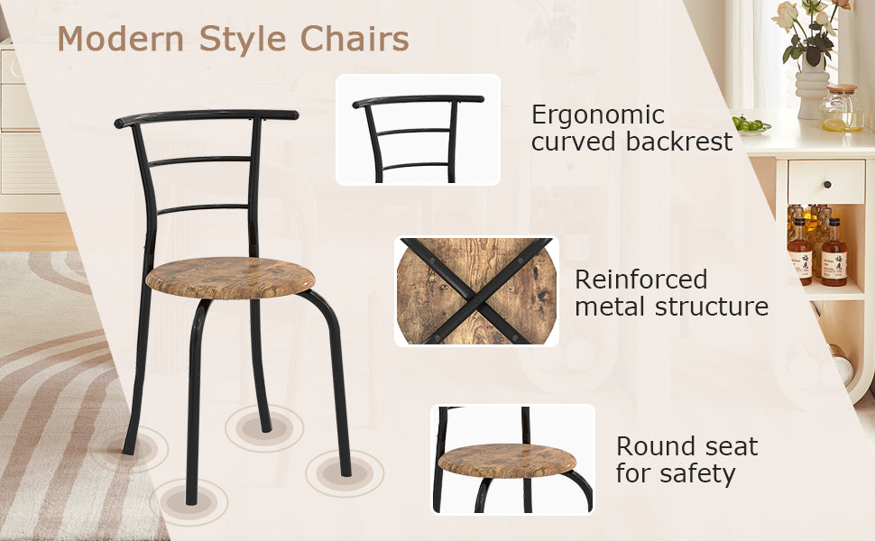 VECELO 3-Piece Dining Table & Chairs Set for 2